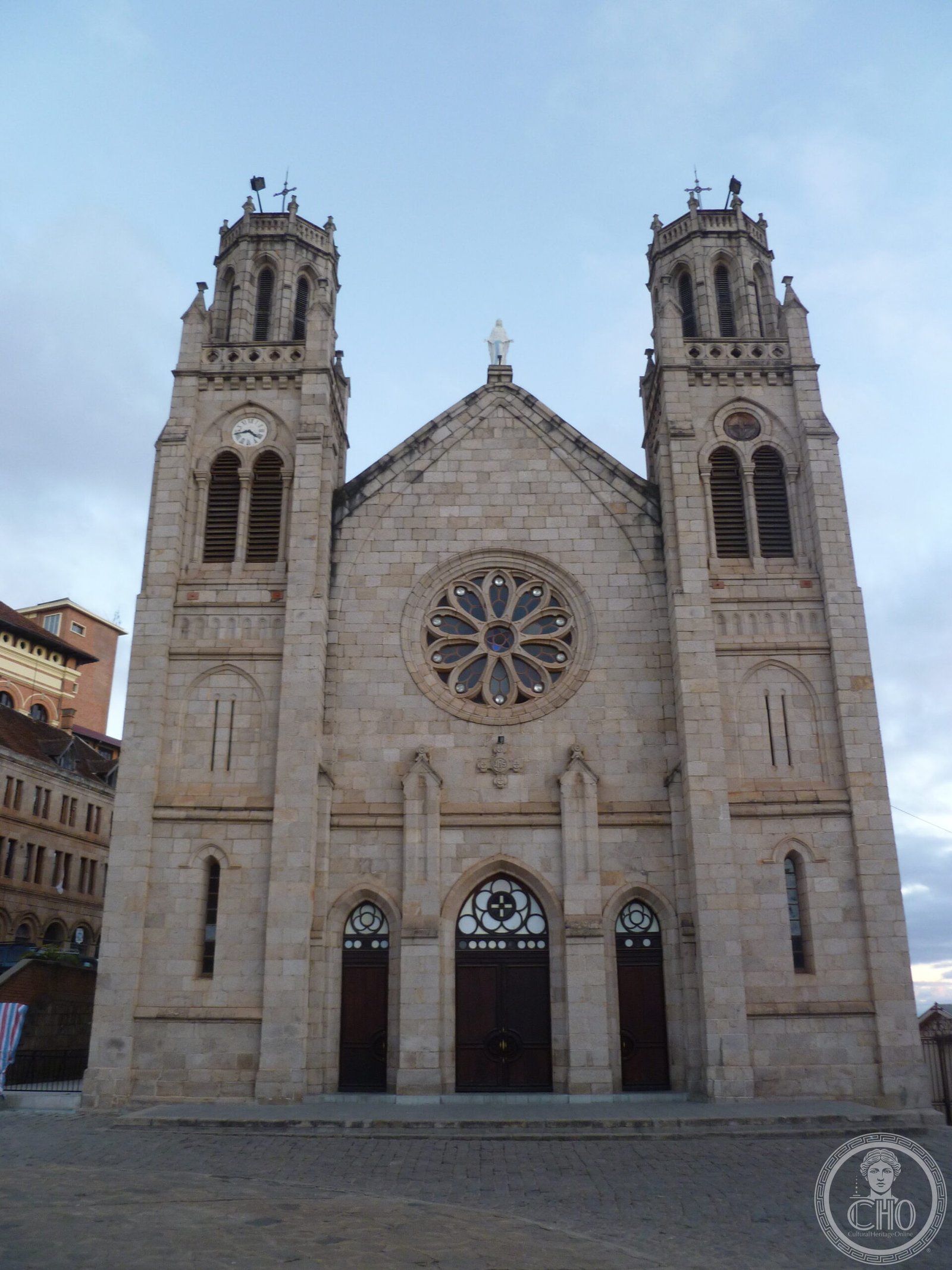 Cathedral of Andohalo in Antananarivo, Madagascar, a neo-Gothic cathedral built 1873-1890 in the historic royal hilltop district associated with the persecution of early Malagasy Christians