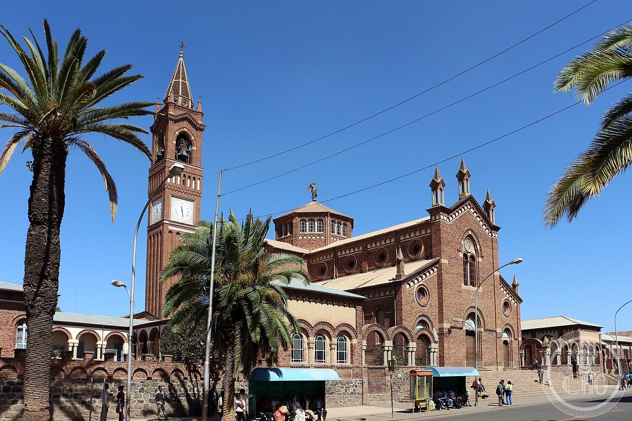 Church of Our Lady of the Rosary in Asmara, Eritrea, a Lombard-Romanesque church built 1921-1923 by Italian colonial authorities, popularly known as Asmara Cathedral though it has not been a canonical cathedral since 1995