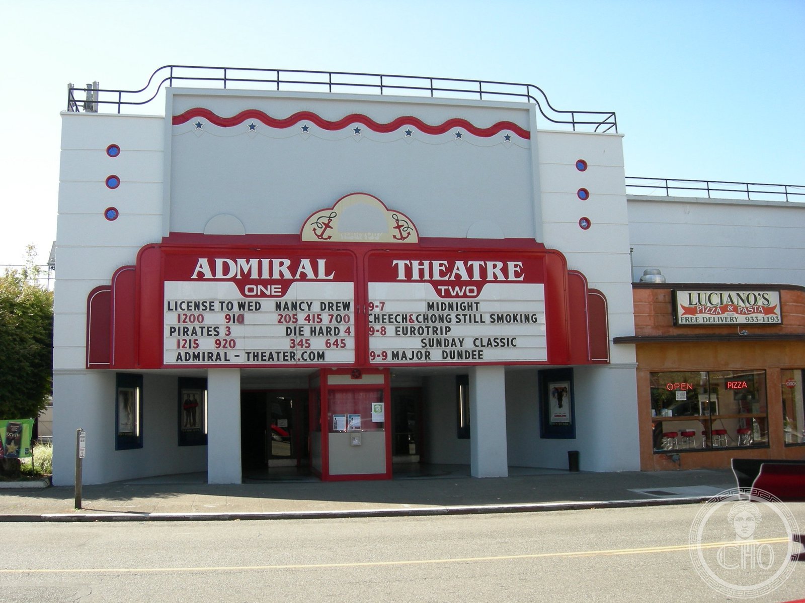 Admiral Theatre Streamline Moderne facade on California Avenue SW in the Admiral neighborhood of West Seattle, Washington