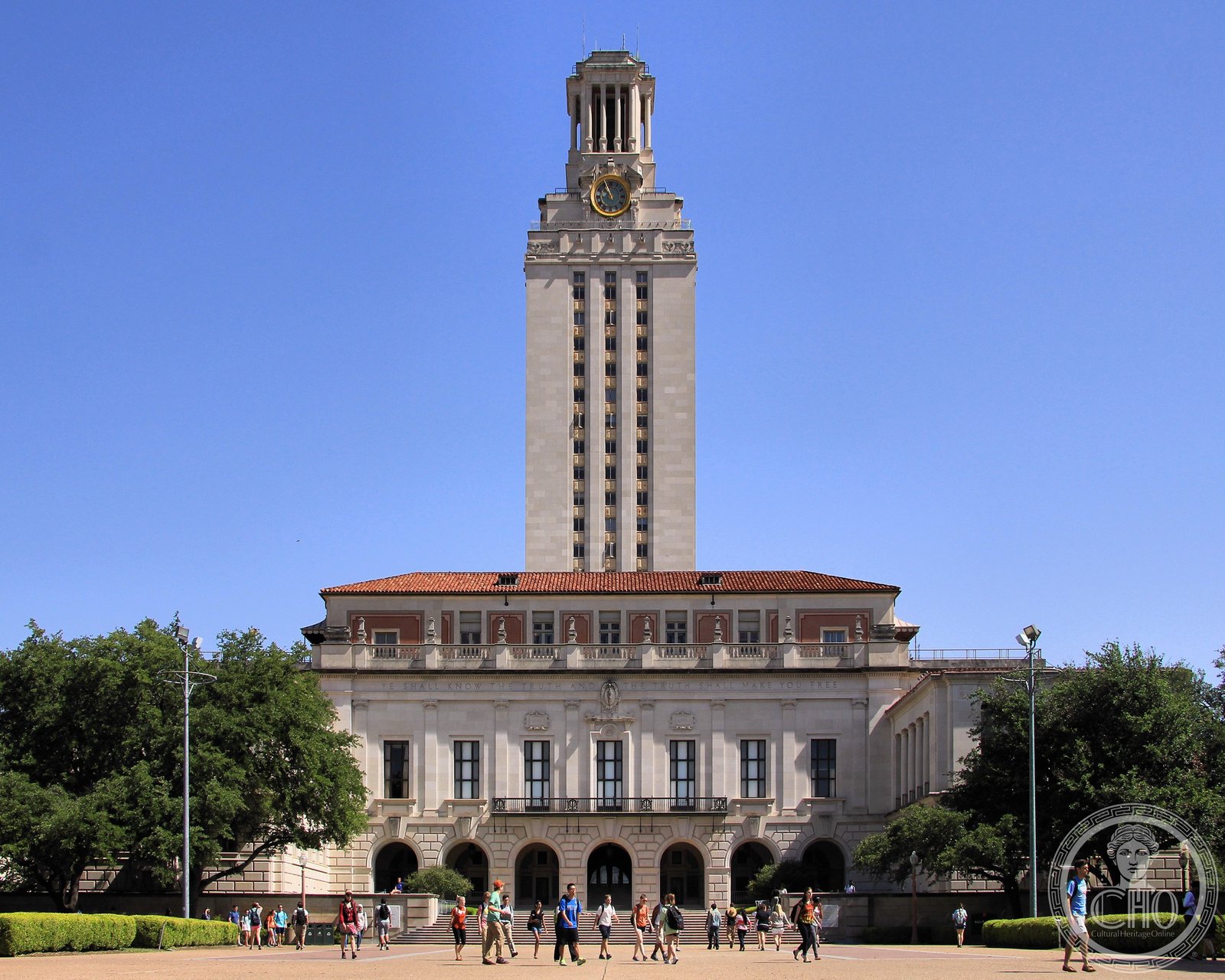 University of Texas at Austin Main Building Tower 1937 Art Deco limestone campanile clock tower campus