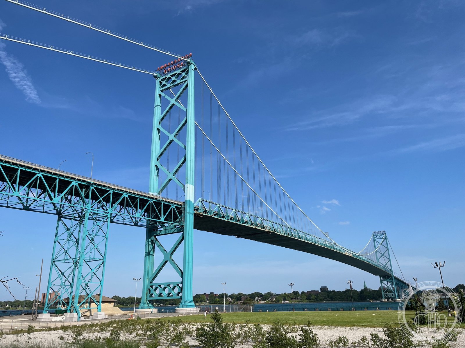 Ambassador Bridge 1929 Detroit Michigan Windsor Ontario suspension bridge Art Deco international border crossing