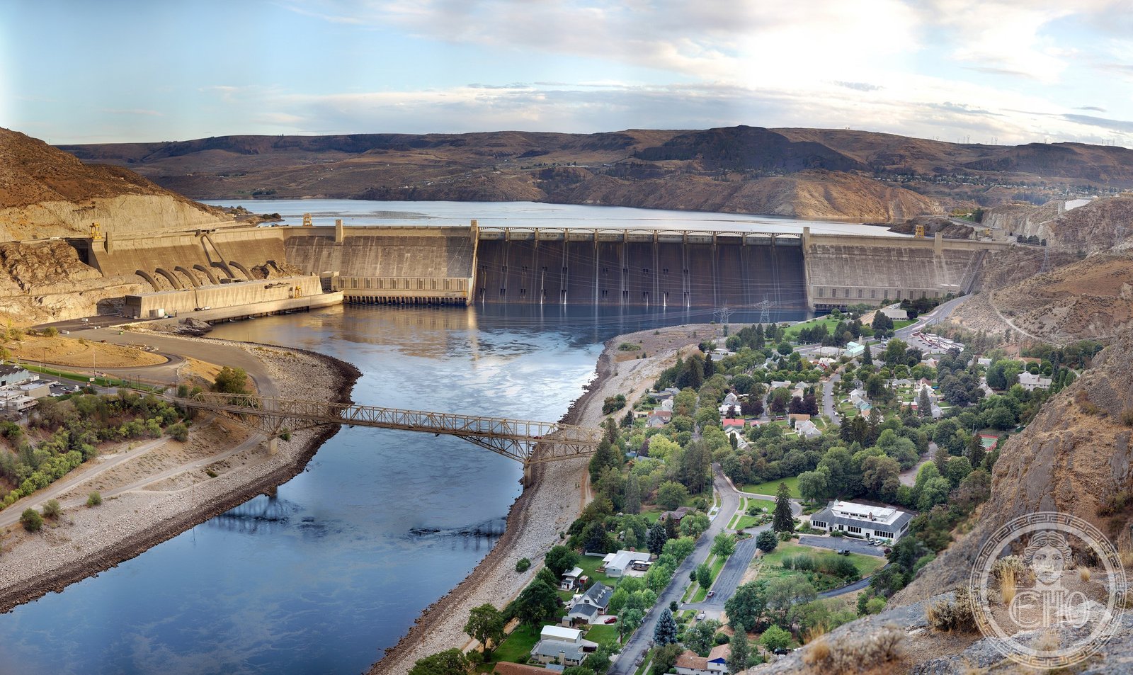Grand Coulee Dam 1942 Columbia River Washington State PWA New Deal hydroelectric Art Deco powerhouse panorama