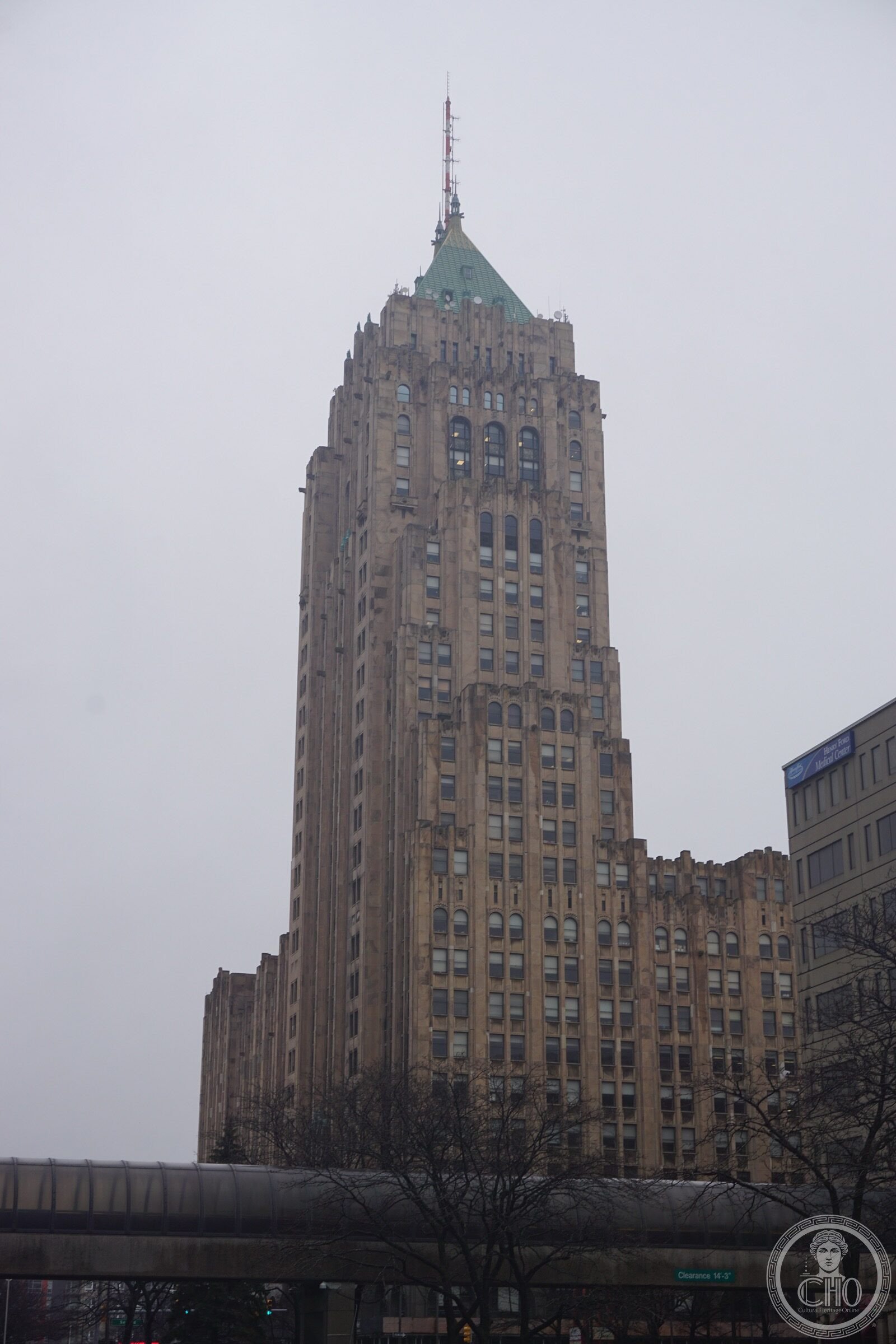 Fisher Building Art Deco tower on West Grand Boulevard in Detroit Michigan New Center area