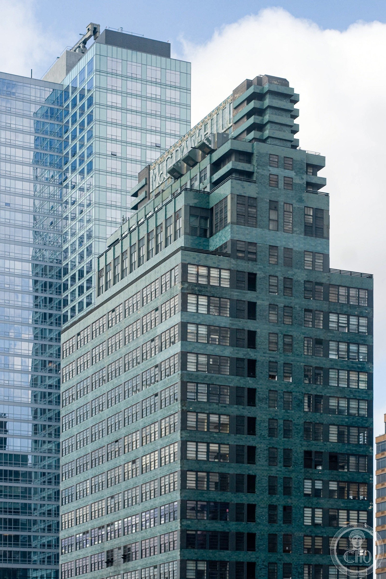 McGraw-Hill Building blue-green terracotta facade at 330 West 42nd Street Manhattan