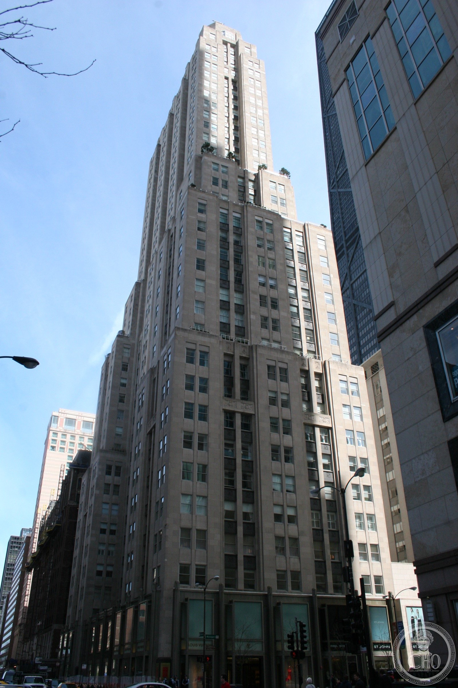 Palmolive Building Art Deco tower on North Michigan Avenue Chicago Magnificent Mile