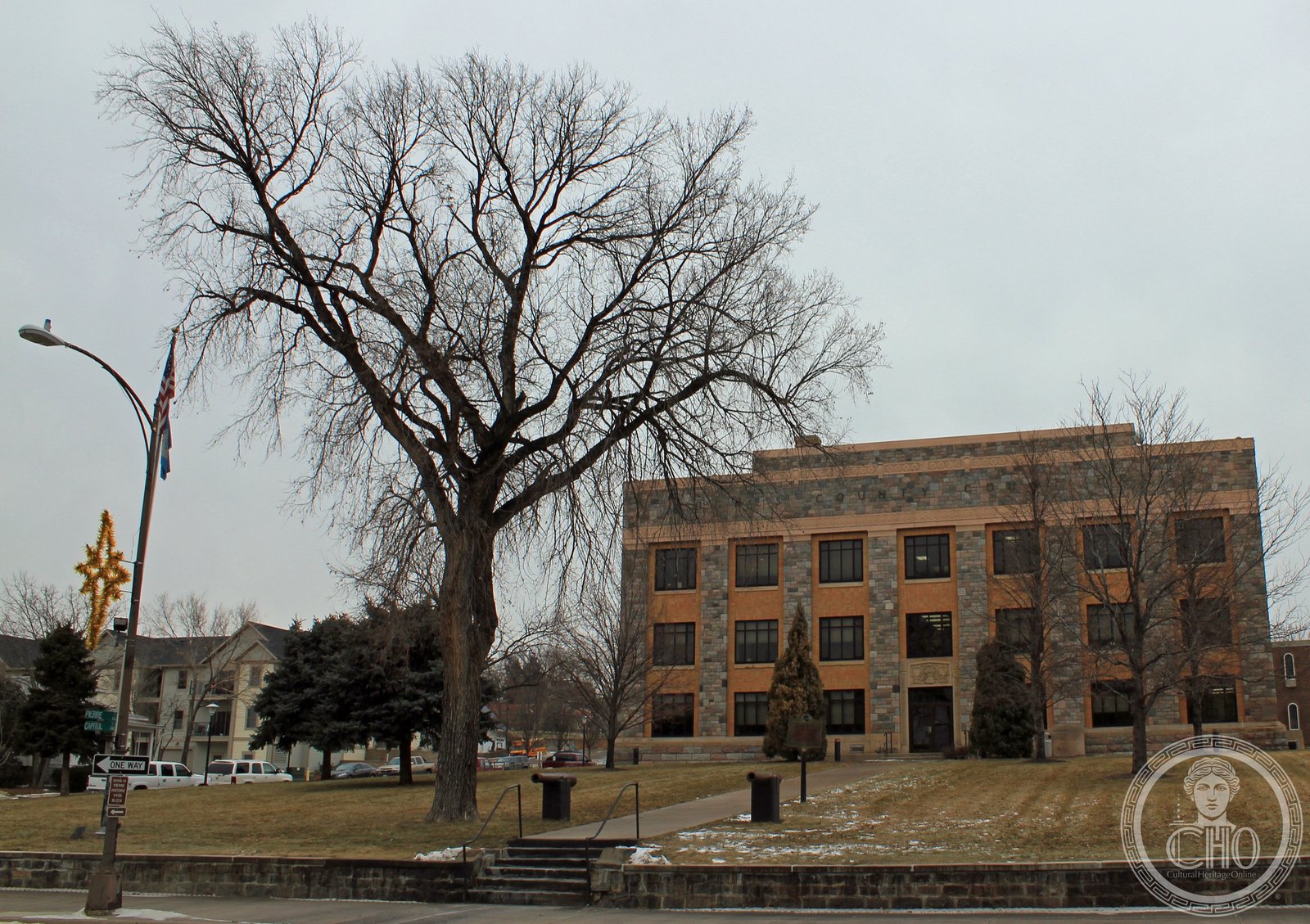 Hughes County Courthouse Streamline Moderne brick facade Pierre South Dakota