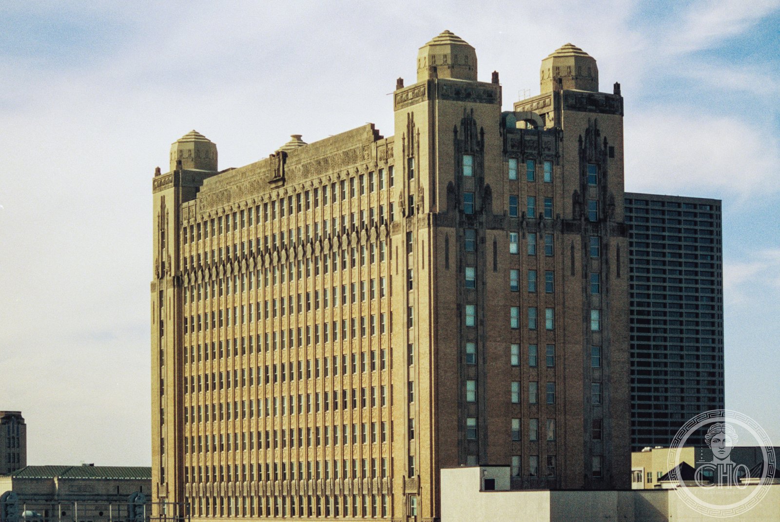 Texas and Pacific Station facade in Fort Worth Texas, Zigzag Moderne Art Deco terminal building completed 1931