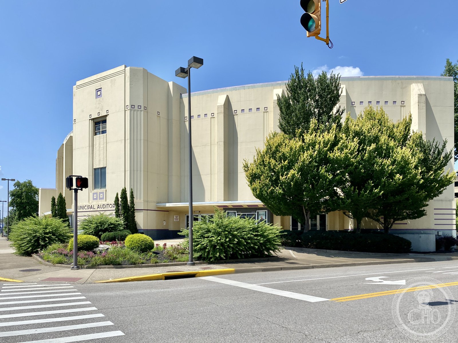 Charleston Municipal Auditorium Art Deco facade on Virginia Street, Charleston, West Virginia