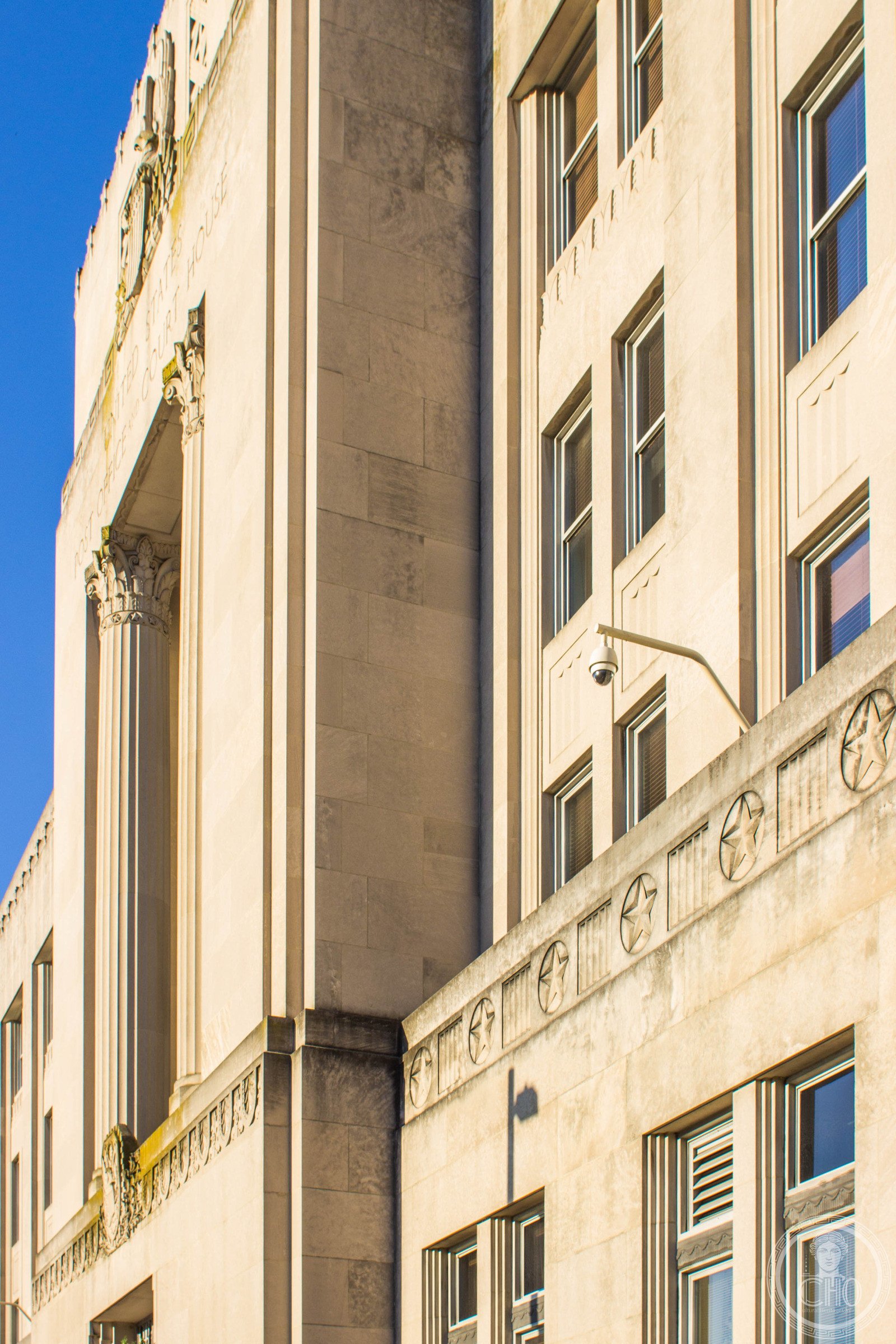 Walter E. Hoffman United States Courthouse limestone facade black granite base Norfolk Virginia