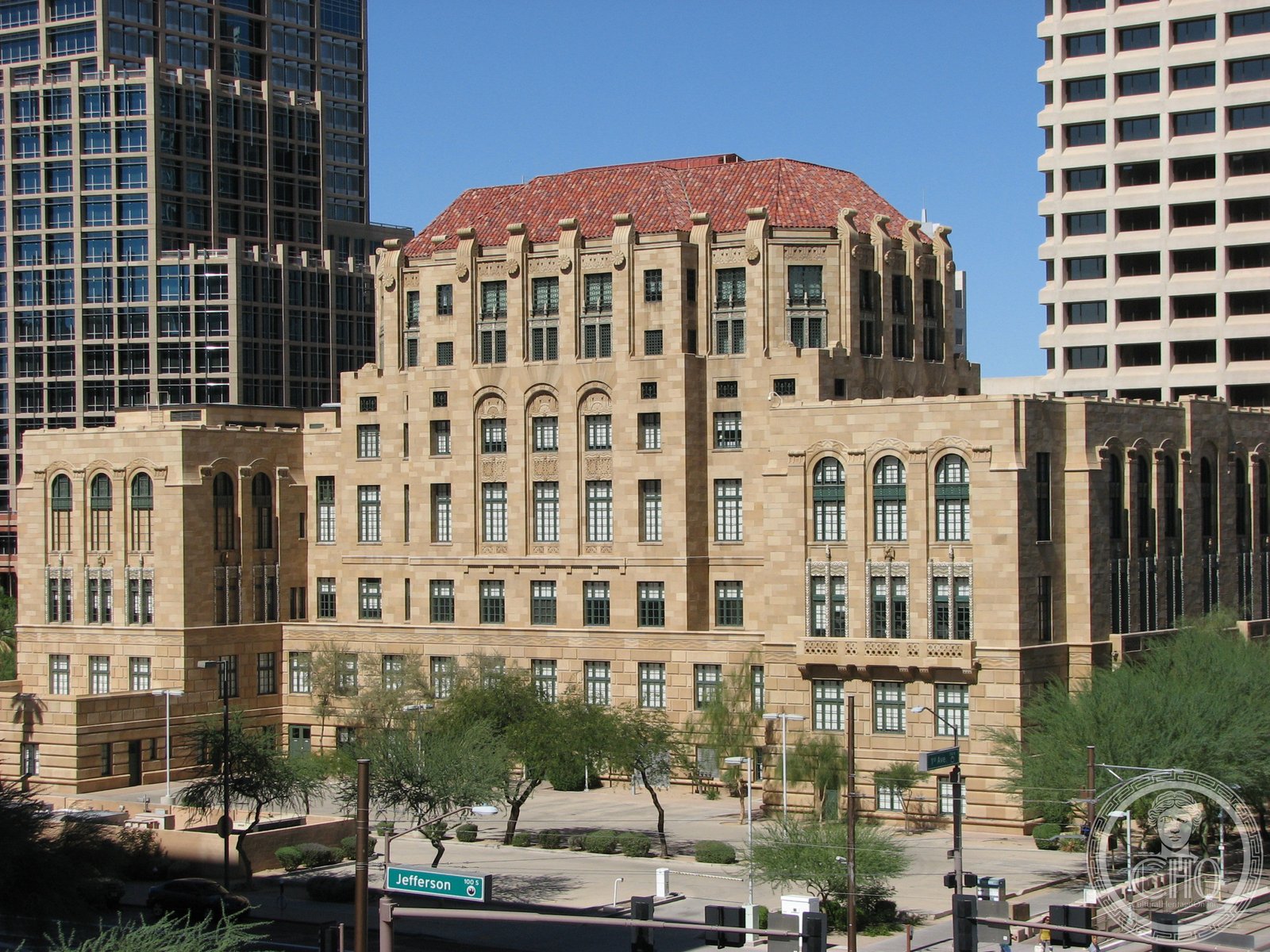 Maricopa County Courthouse Jefferson Street rear facade terra cotta Phoenix Arizona