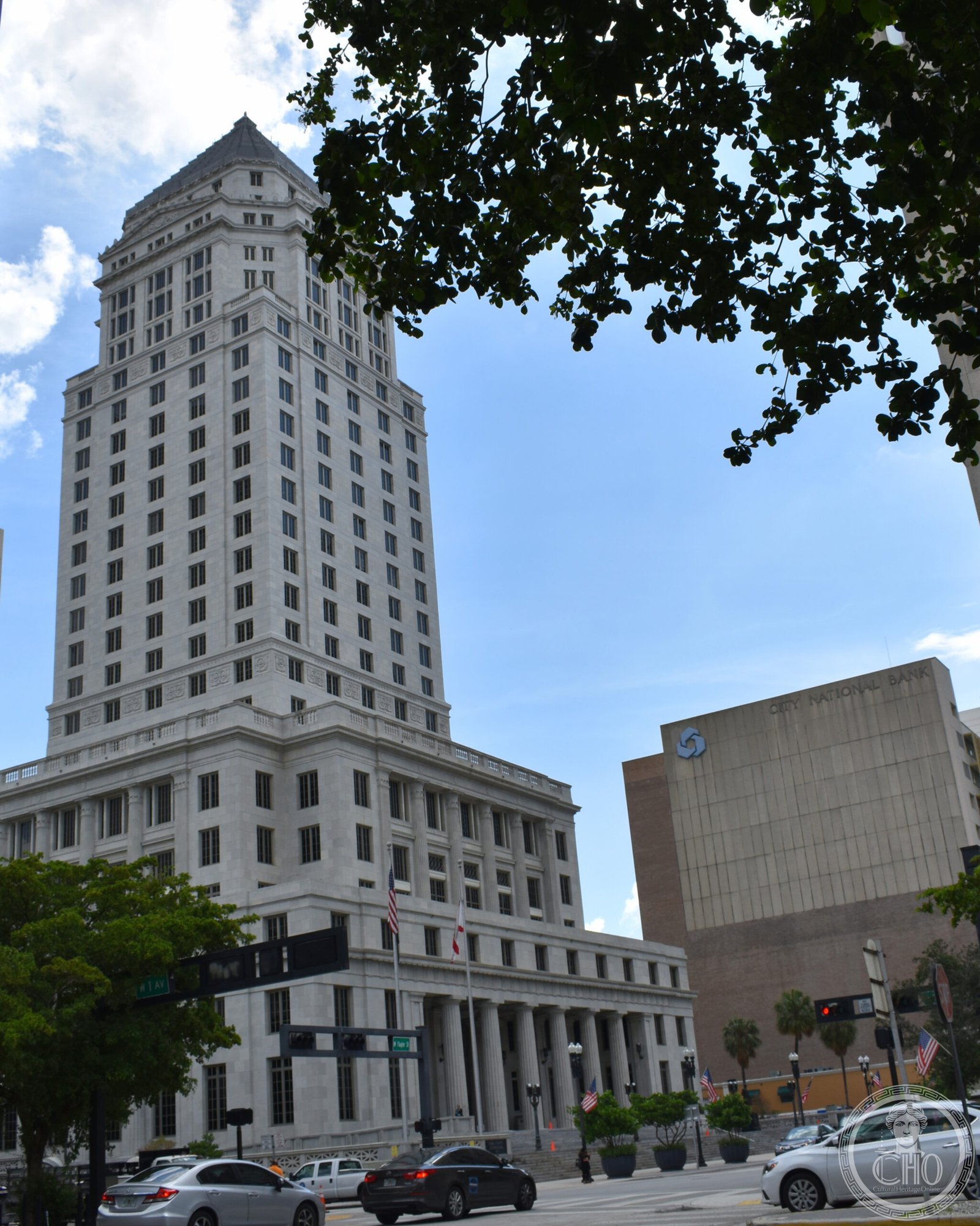 Dade County Courthouse Miami Art Deco tower at 73 West Flagler Street with pyramid stepped crown