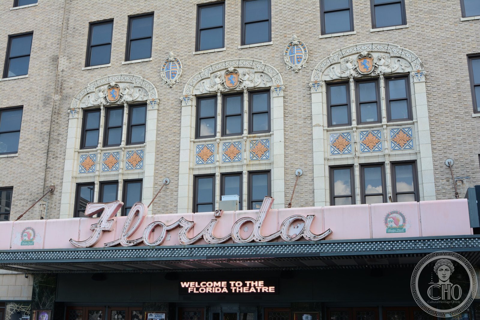 Florida Theatre Jacksonville Forsyth Street facade Mediterranean Revival marquee and entrance canopy