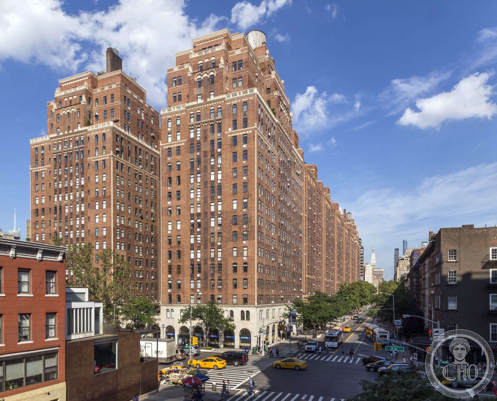 London Terrace Art Deco apartment complex block facade on West 23rd Street, Chelsea, New York City