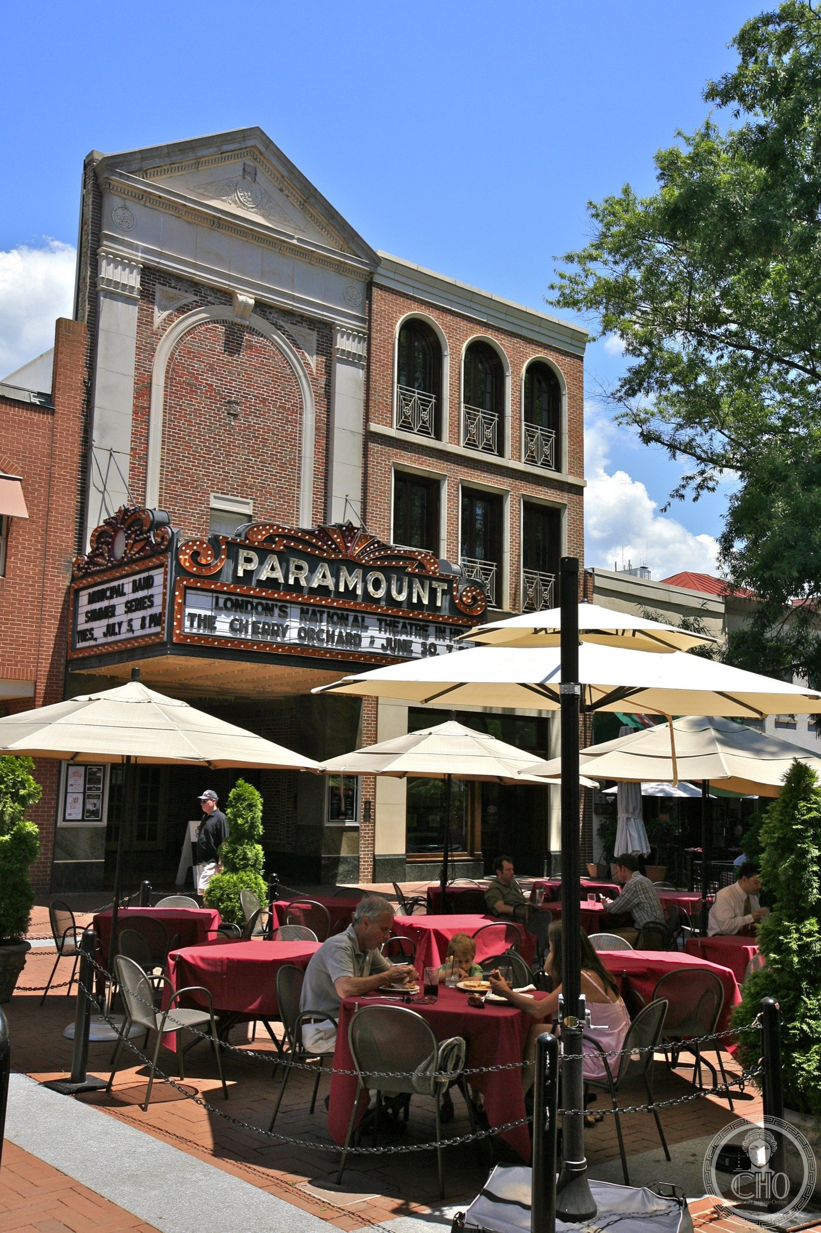 Paramount Theatre Art Deco facade on East Main Street in downtown Charlottesville, Virginia