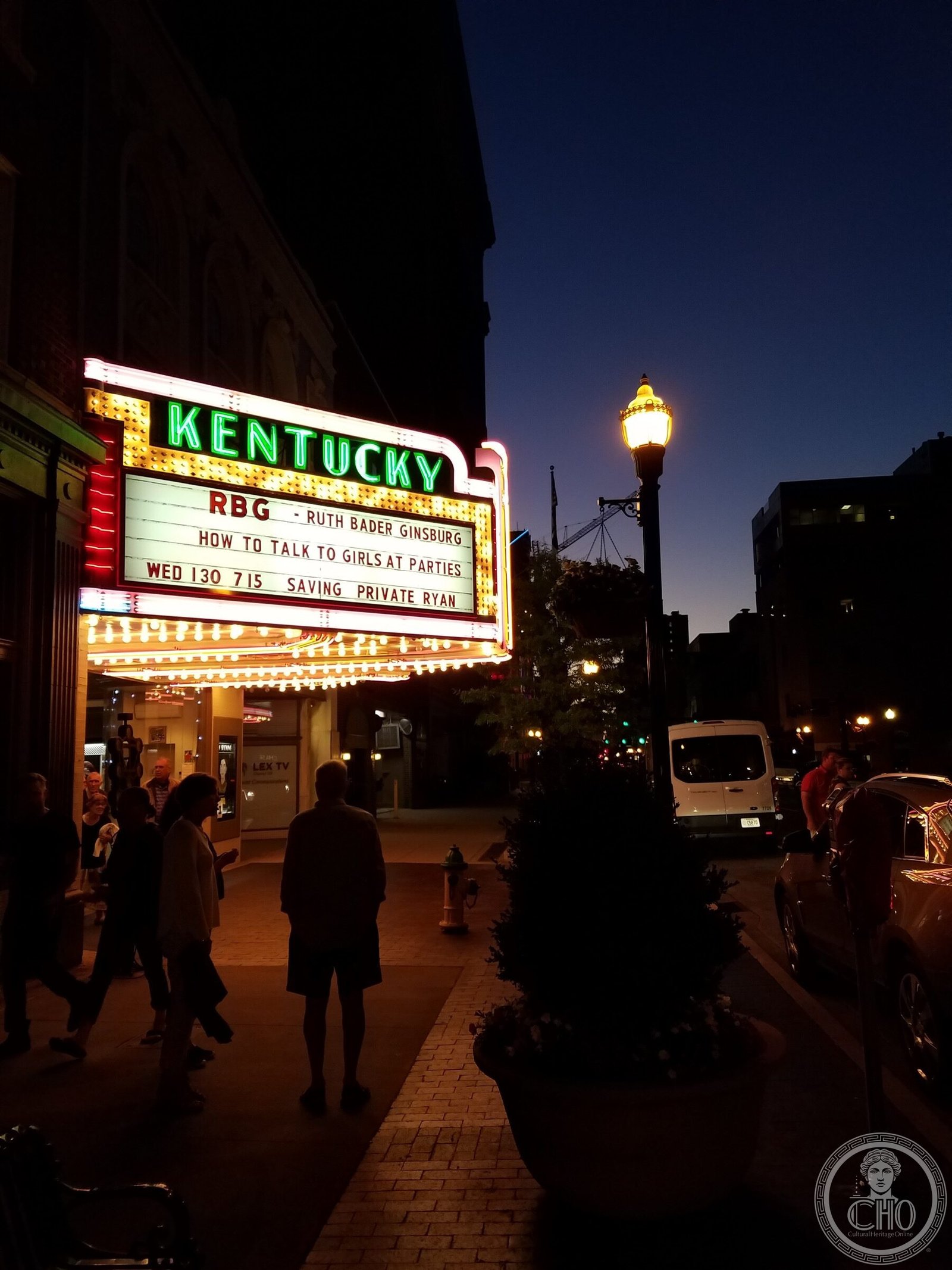 Kentucky Theatre Art Deco facade on East Main Street in Lexington, Kentucky