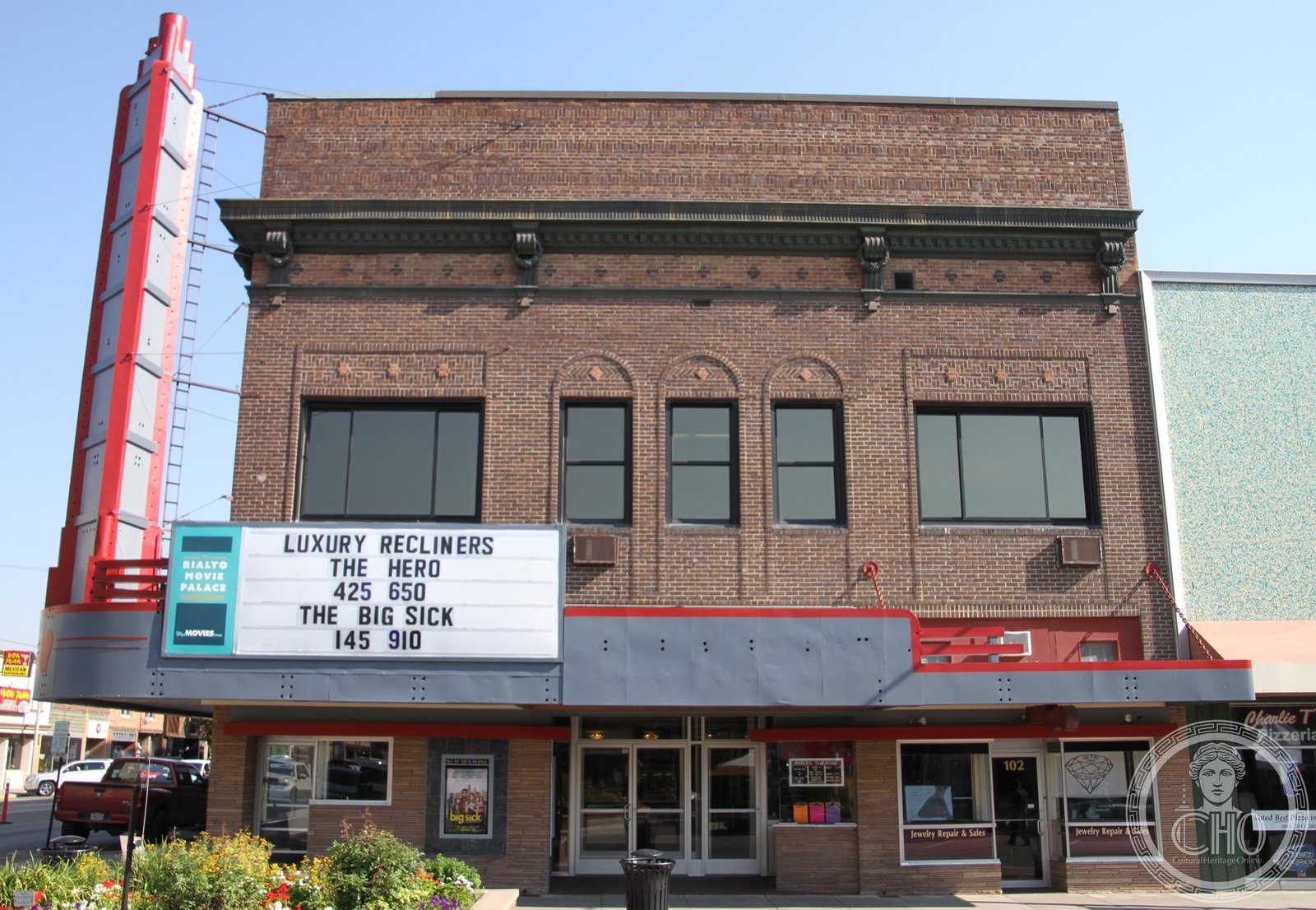 Rialto Theater historic facade on East Second Street in downtown Casper Wyoming