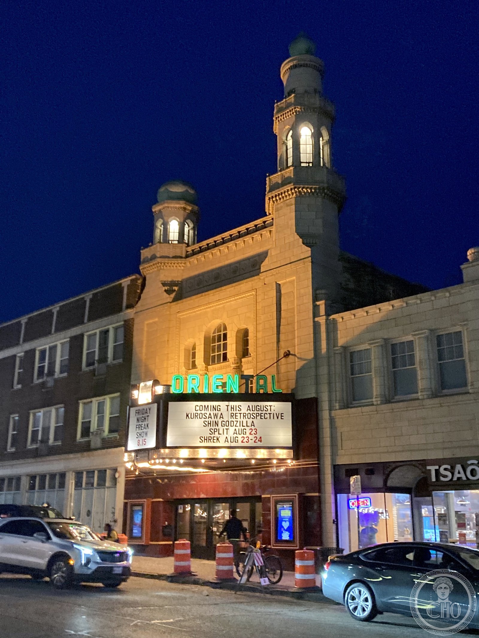 Oriental Theatre facade on N Farwell Avenue, Milwaukee, Wisconsin, 2025