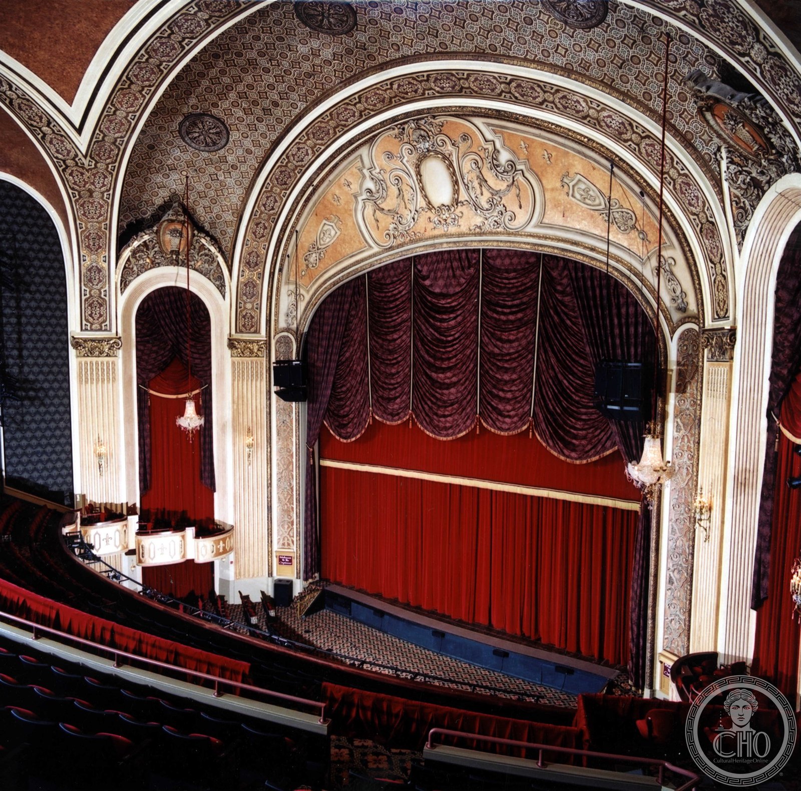 Orpheum Theatre interior with ornate plasterwork, Sioux City, Iowa, 1927