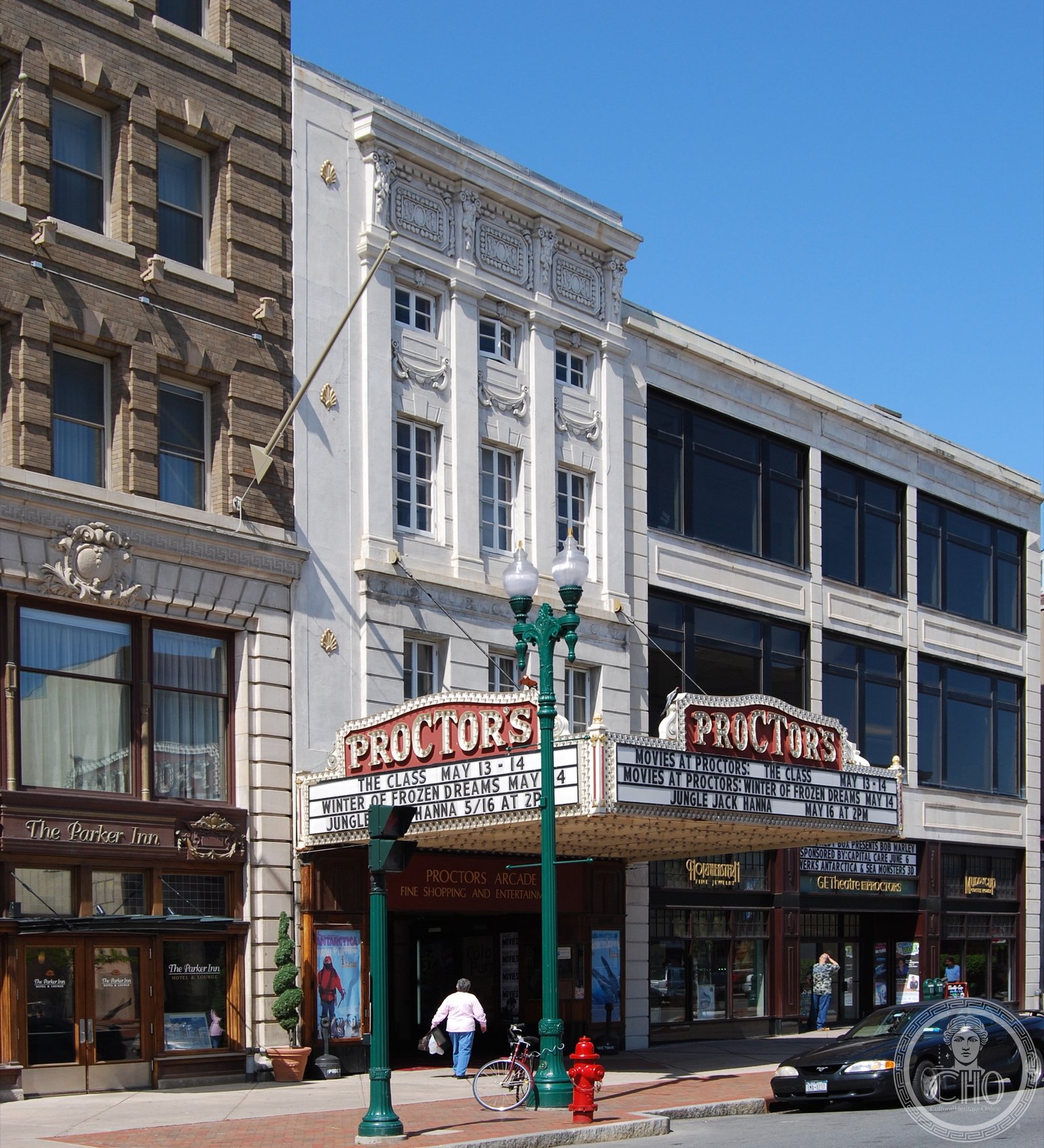 Proctors Theatre Art Deco facade on State Street in Schenectady, New York