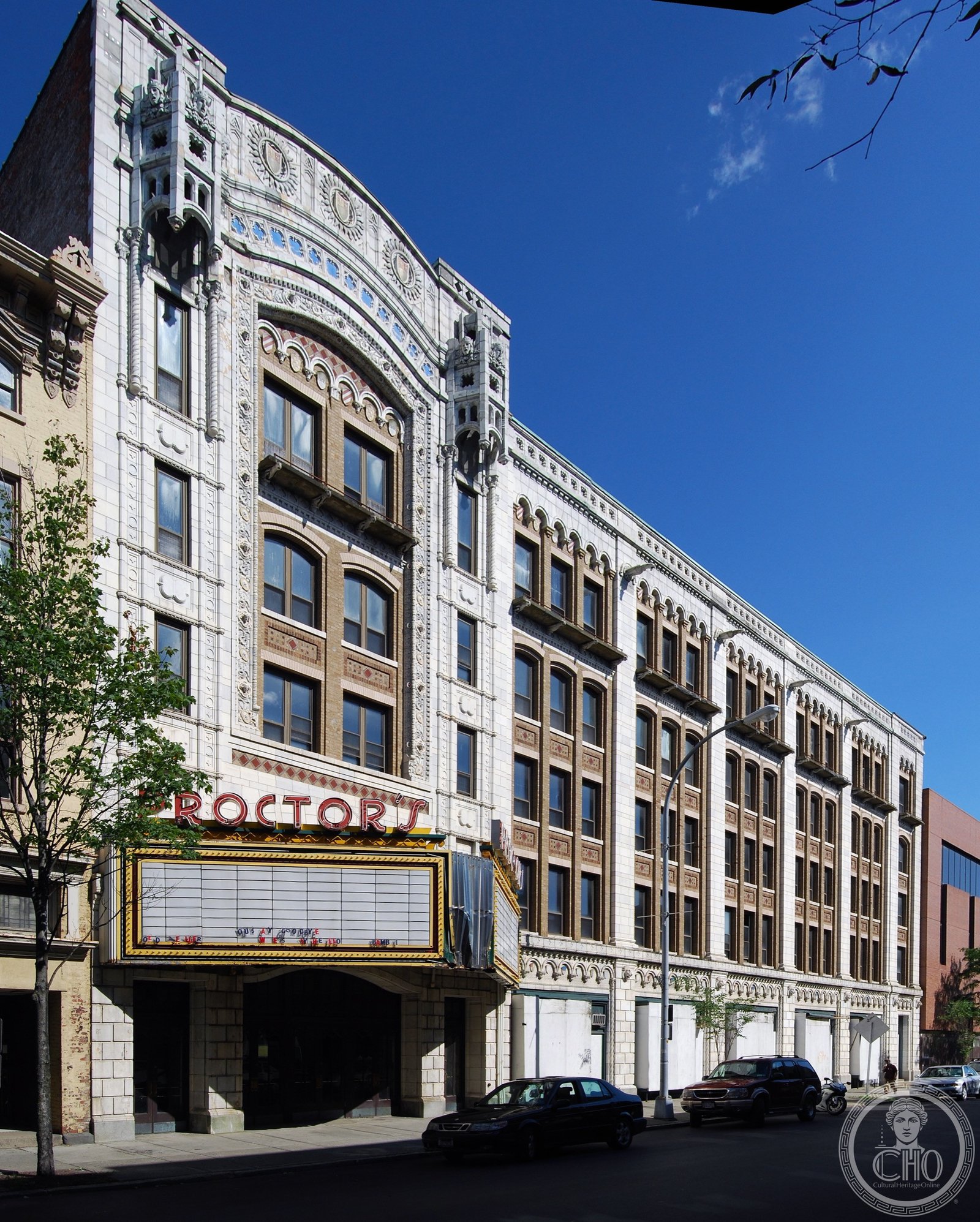 Proctor's Theatre facade on State Street, Troy, New York