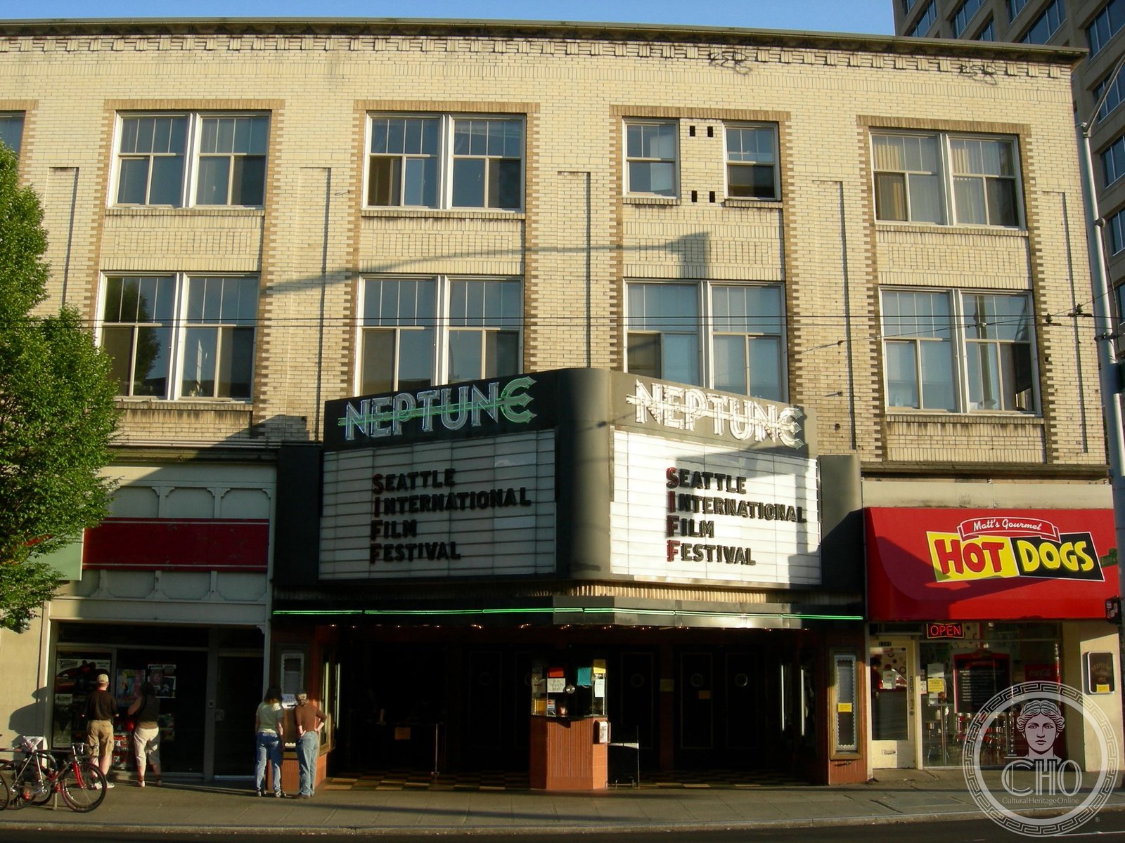 Neptune Theatre exterior on Brooklyn Avenue NE, Seattle, Washington, 1921 University District movie palace