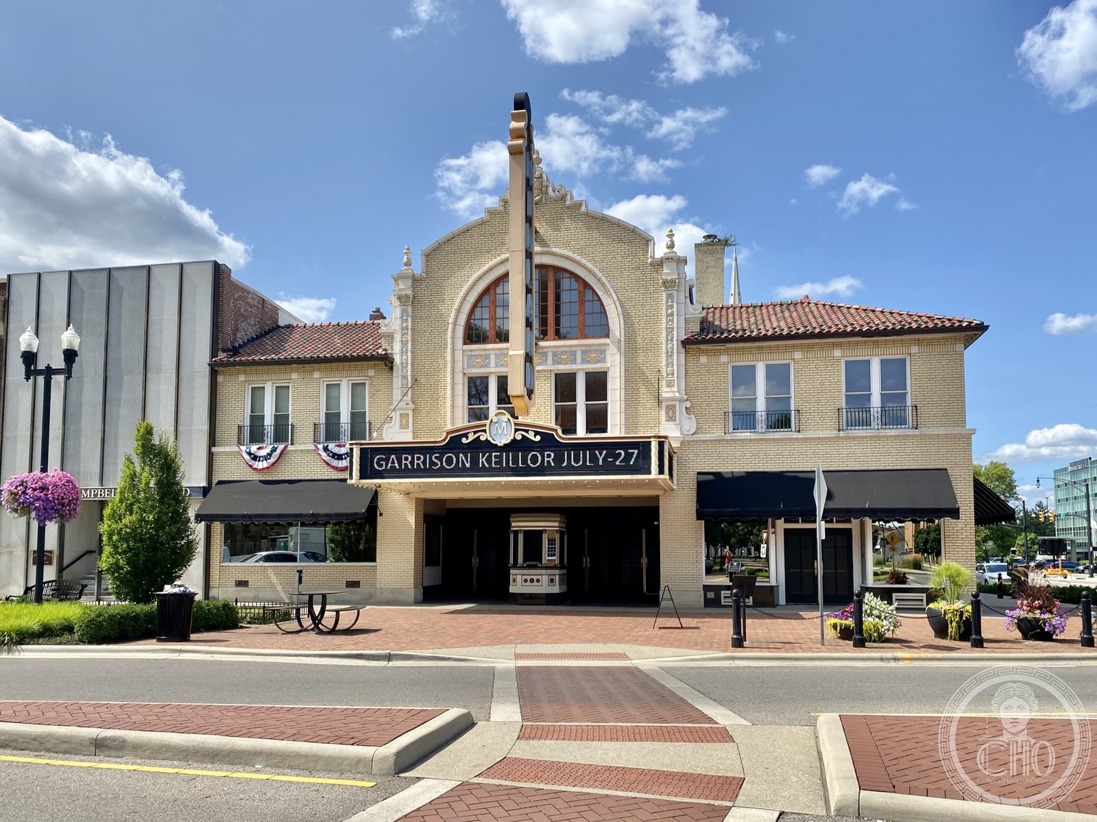 Midland Theatre exterior on North Park Place and 2nd Street, Newark, Ohio, 1928 Spanish Colonial Revival