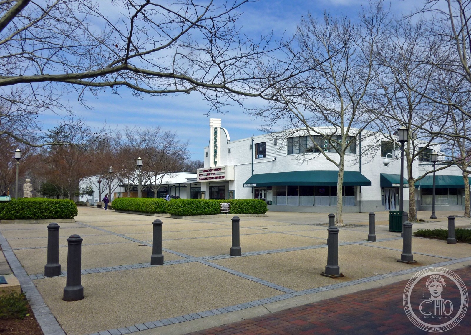 Roosevelt Center Streamline Moderne curved shopfronts, Greenbelt Maryland, 1937 New Deal planned community