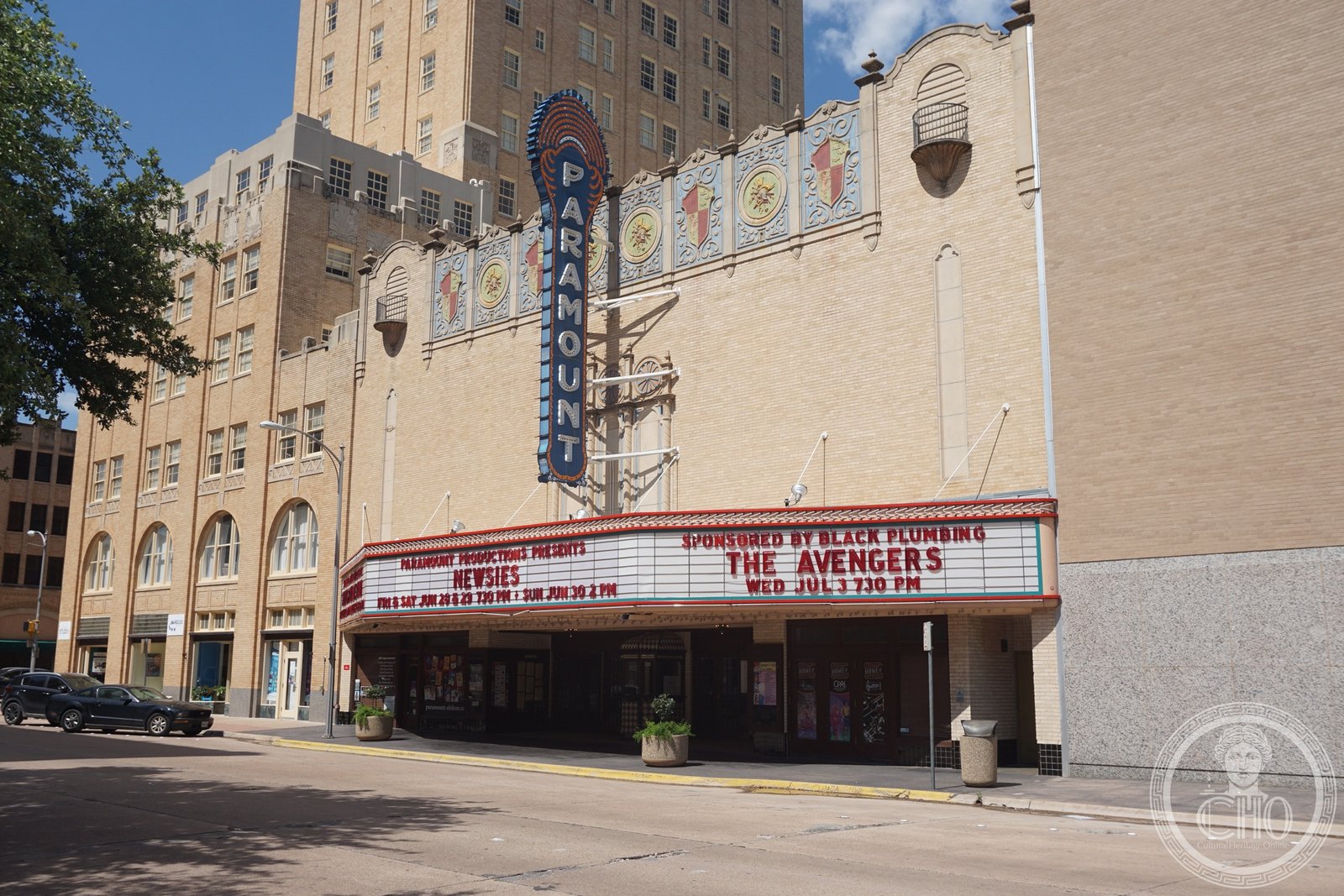 Paramount Theatre facade with Art Deco signage, downtown Abilene, Texas