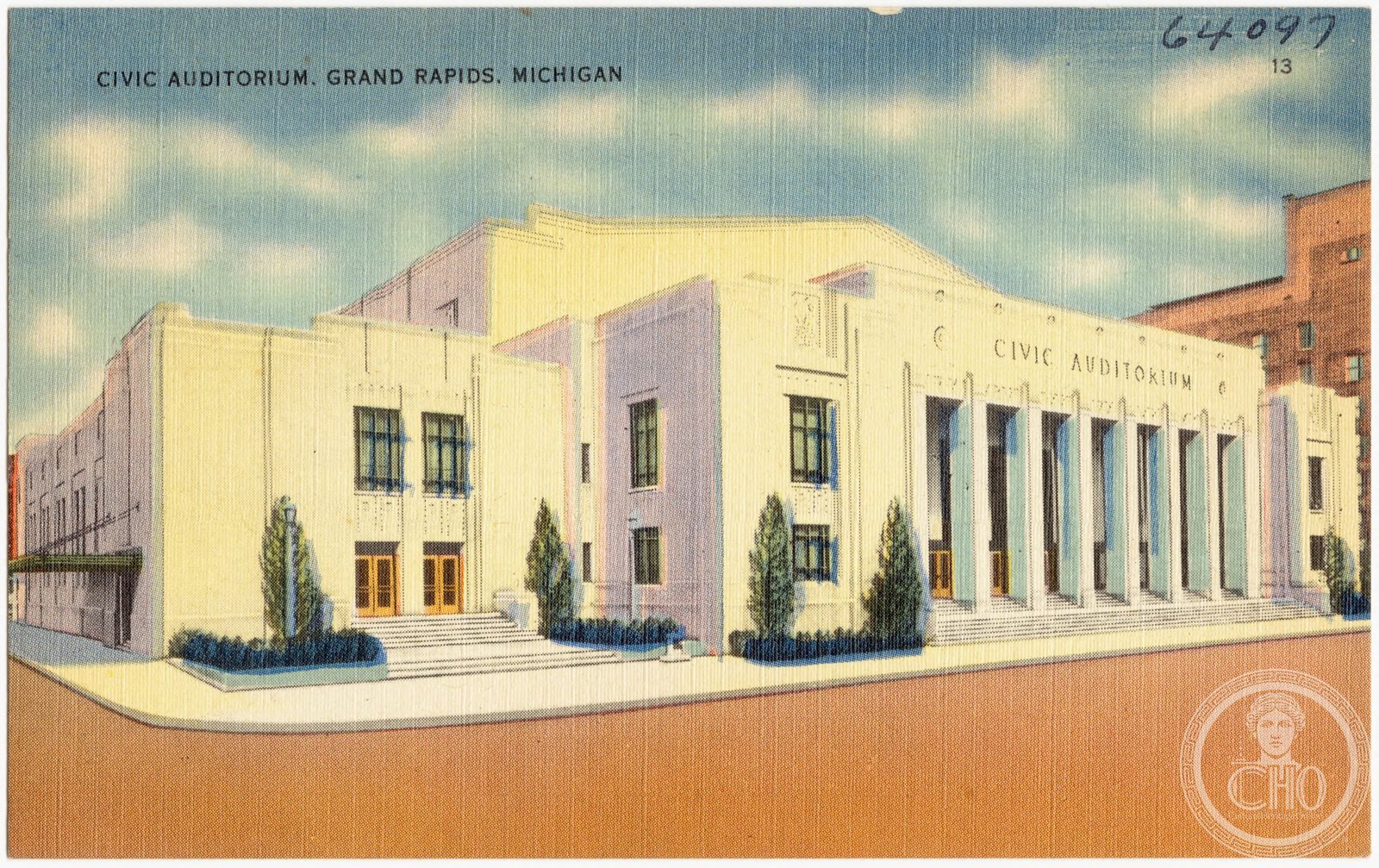 Grand Rapids Civic Auditorium exterior, Monroe Avenue, Grand Rapids, Michigan, c. 1940s
