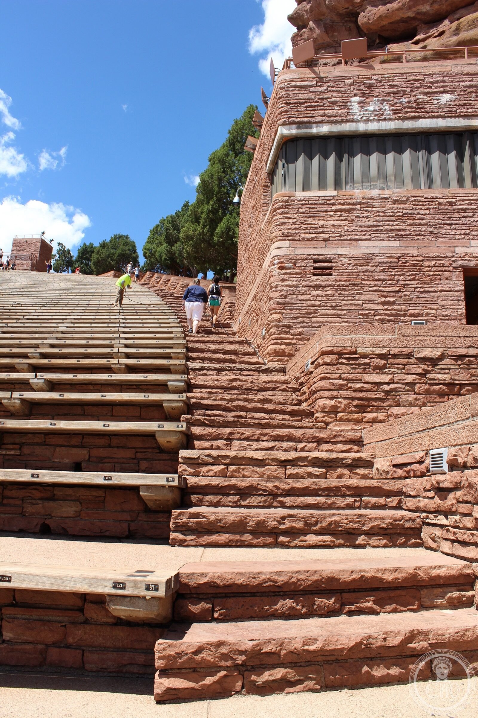 Red Rocks Amphitheatre natural sandstone formation with tiered seating and mountain backdrop, Morrison, Colorado