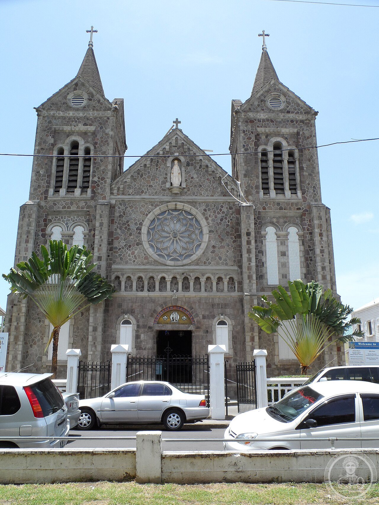 Co-Cathedral of the Immaculate Conception in Basseterre, St. Kitts, built 1927-1928 on Independence Square, on a site where public Catholic worship had been banned by Britain from 1713