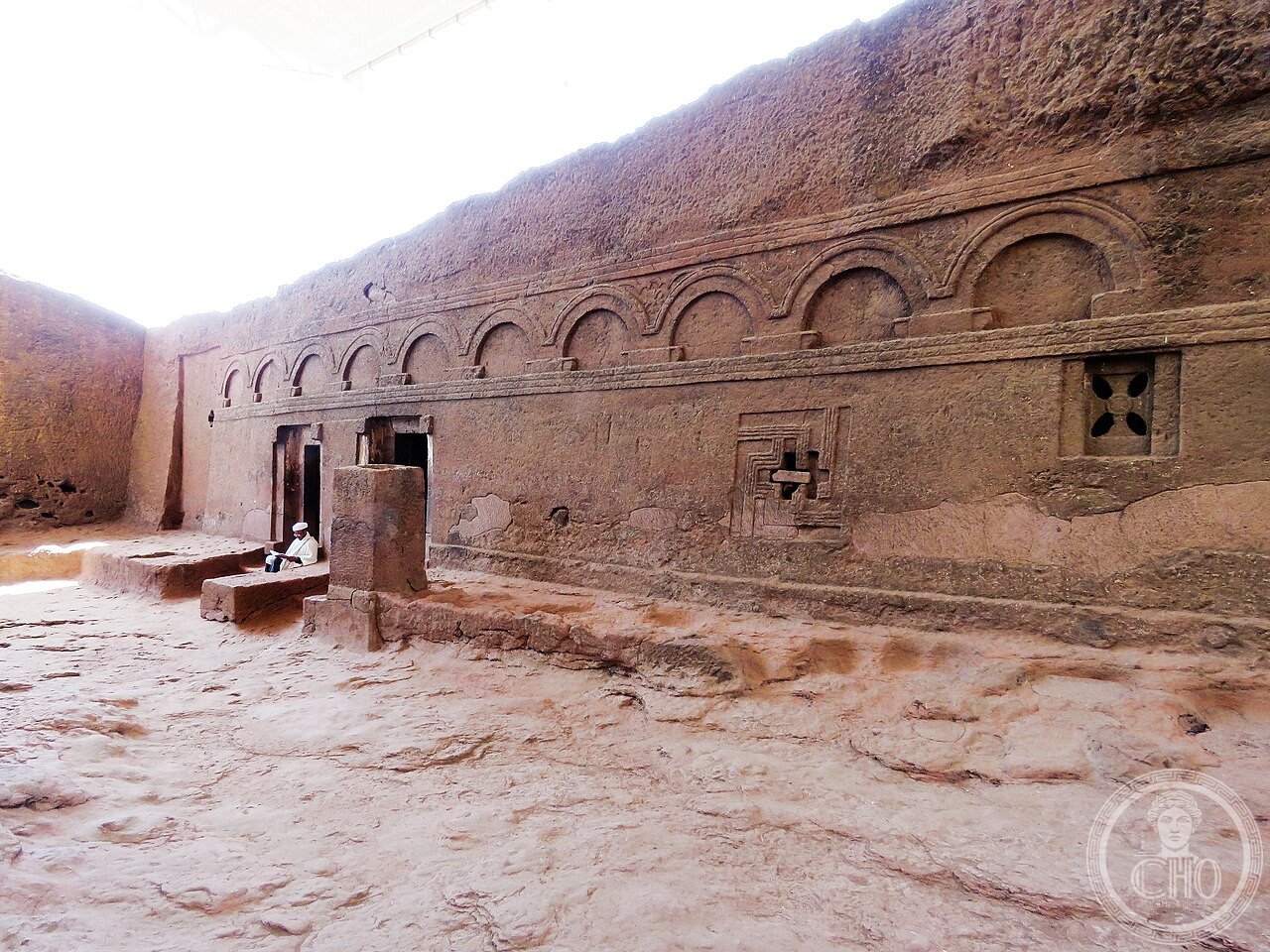 Bete Meskel in Lalibela, Ethiopia, the House of the Cross, one of the smallest and simplest of the eleven rock-hewn churches, carved directly into volcanic tuff bedrock beside Bete Golgotha