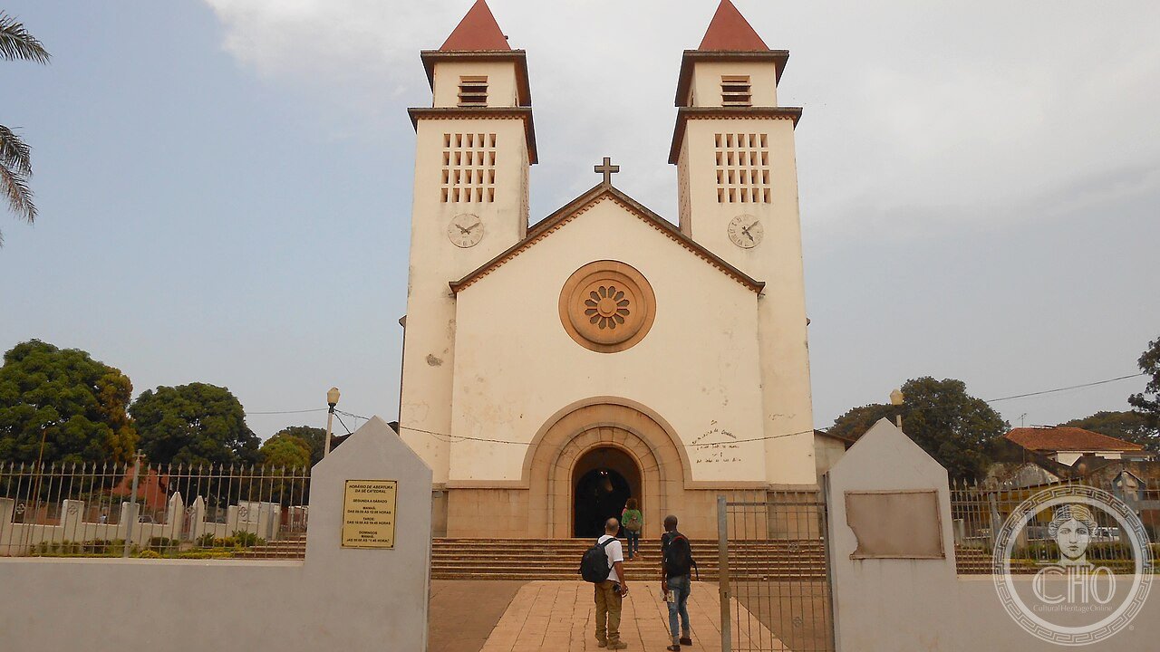 Sé Catedral de Nossa Senhora da Candelária in Bissau, Guinea-Bissau, built 1935-1950, whose north tower doubles as a working lighthouse guiding ships up the Geba River