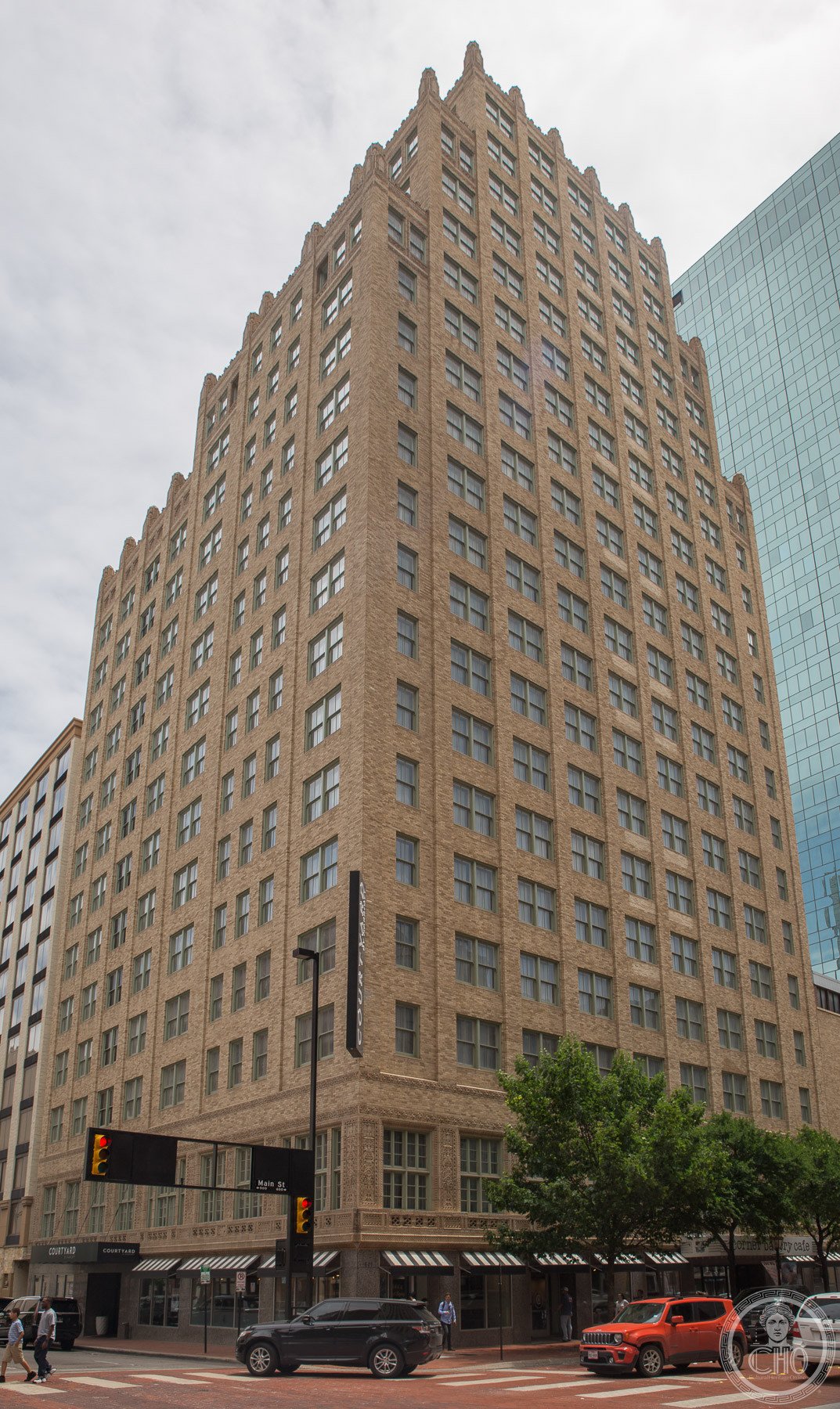 Blackstone Hotel Art Deco facade on Main Street, Fort Worth, Texas