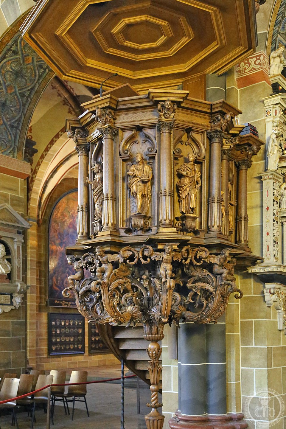 Exterior of Bremen Cathedral (St. Petri Dom), Germany, with twin towers 89 metres tall, founded 789 by Saint Willehad, holding the Bleikeller crypt with naturally mummified bodies discovered in 1698