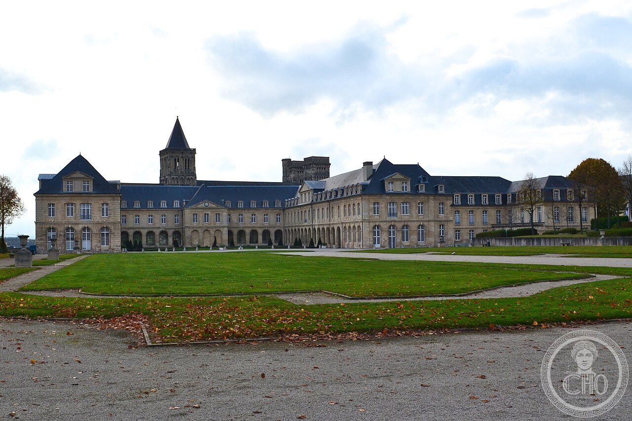 Abbey of Sainte-Trinité (Abbaye aux Dames), Caen, France, founded c. 1060 by Matilda of Flanders as penance for her marriage to William the Conqueror, holding her own tomb beneath a black Tournai marble slab
