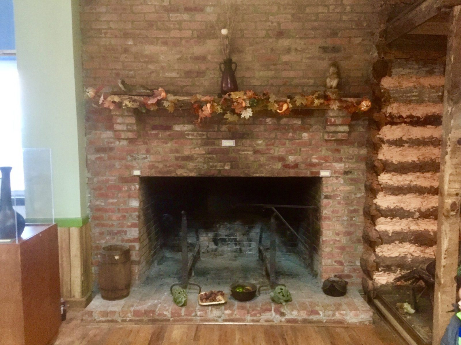 The hearth of the log dwelling.