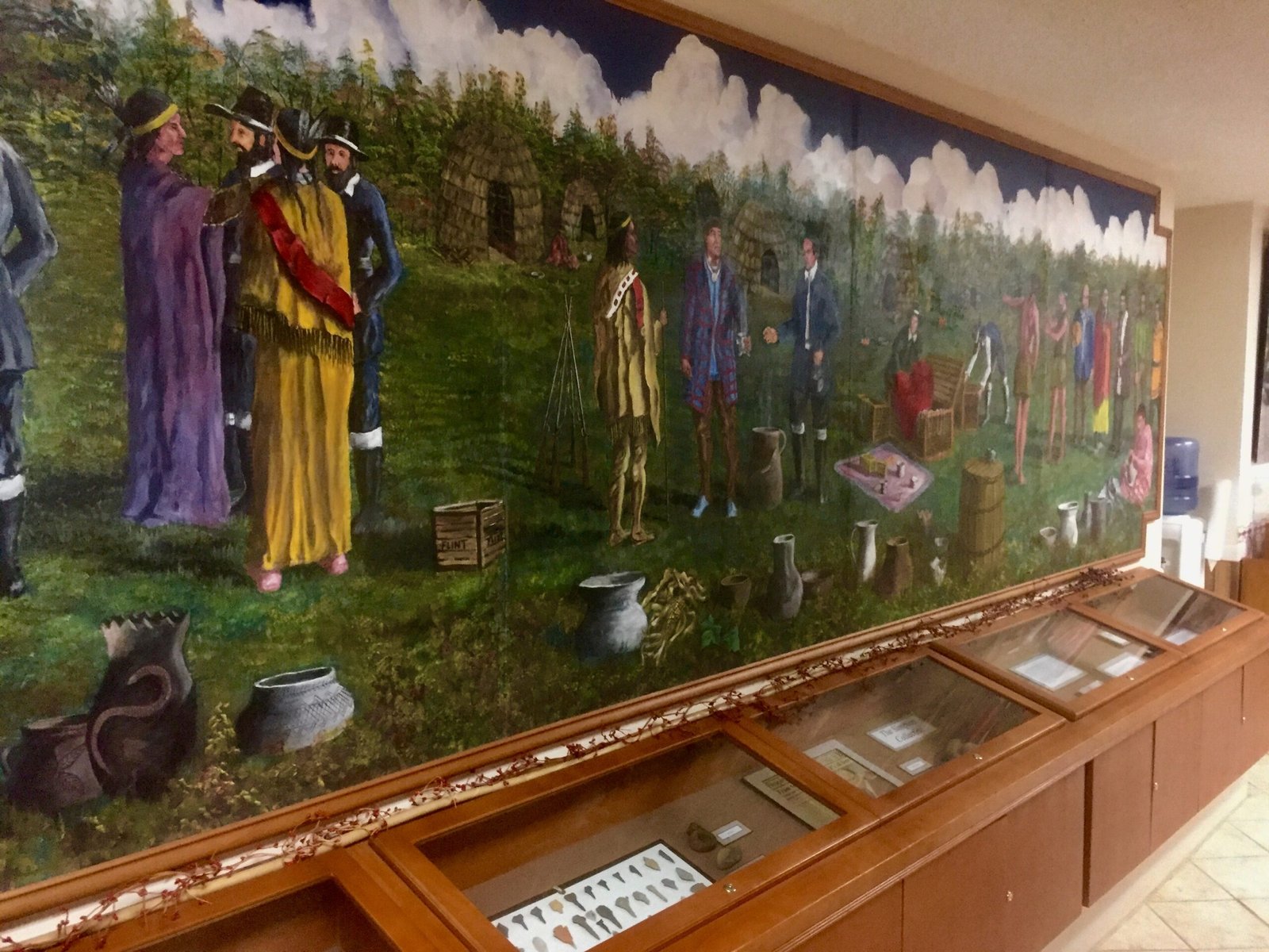 A mural of the Catawba people and their river landscape.