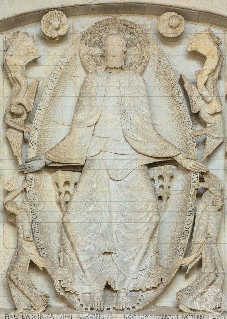 Main portal of Autun Cathedral (Cathédrale Saint-Lazare), Burgundy, France, with Gislebertus's Romanesque Last Judgment tympanum, completed by 1146