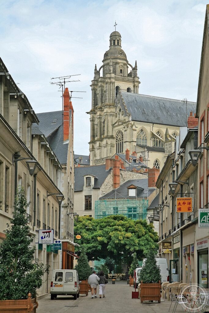 Exterior of Blois Cathedral (Cathédrale Saint-Louis), Loire Valley, France, rebuilt in Gothic style 1680-1702 after a 1678 hurricane destroyed the earlier church's vault, funded by Louis XIV