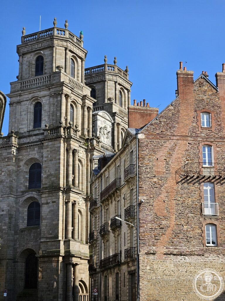 Exterior of Rennes Cathedral (Cathédrale Saint-Pierre), Brittany, France, rebuilt in Neoclassical style from 1787 to 1845 with a nave of 44 granite Ionic columns