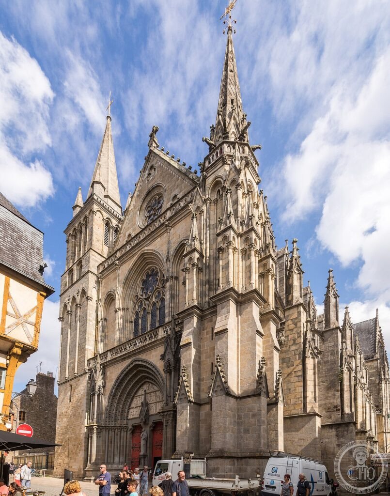 West facade of Vannes Cathedral (Cathédrale Saint-Pierre), Brittany, France, rebuilt in Gothic style 1454-1520 to accommodate pilgrims to the tomb of Saint Vincent Ferrier