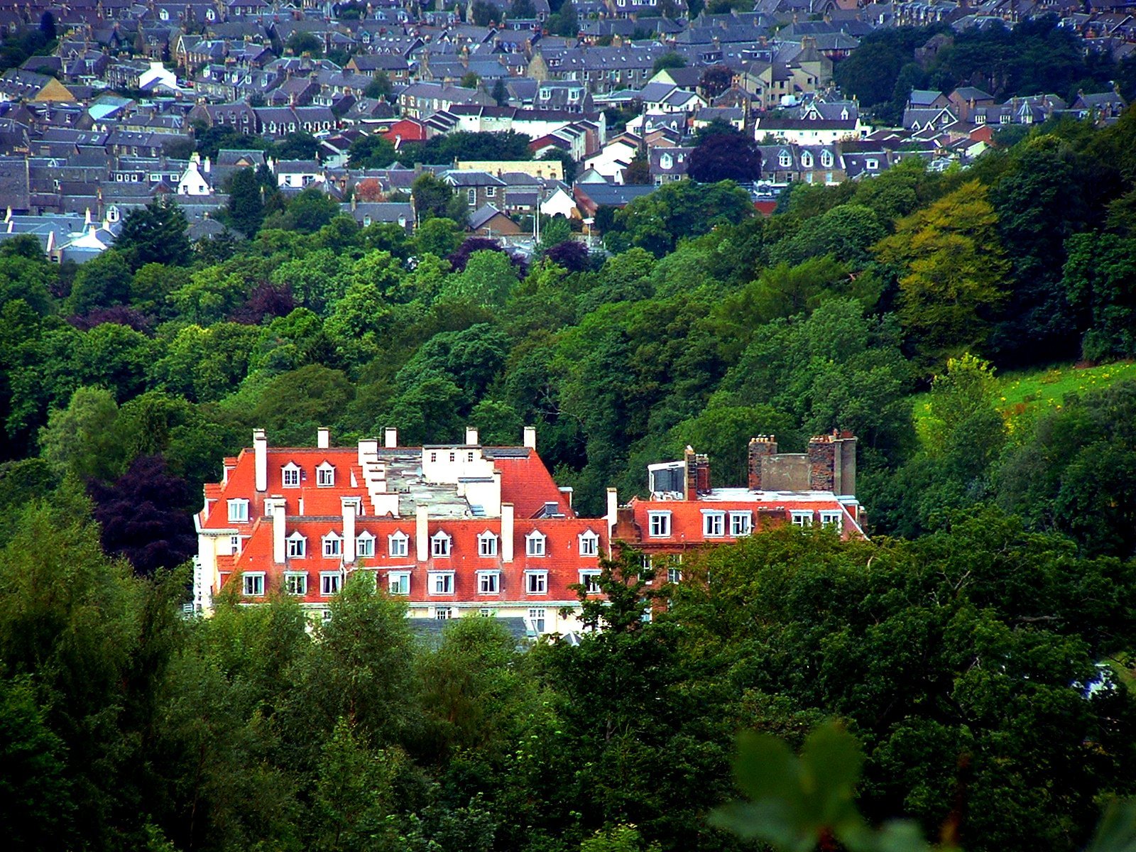 The Edwardian Peebles Hydro hotel, a cream-harled Queen Anne building above the Tweed valley