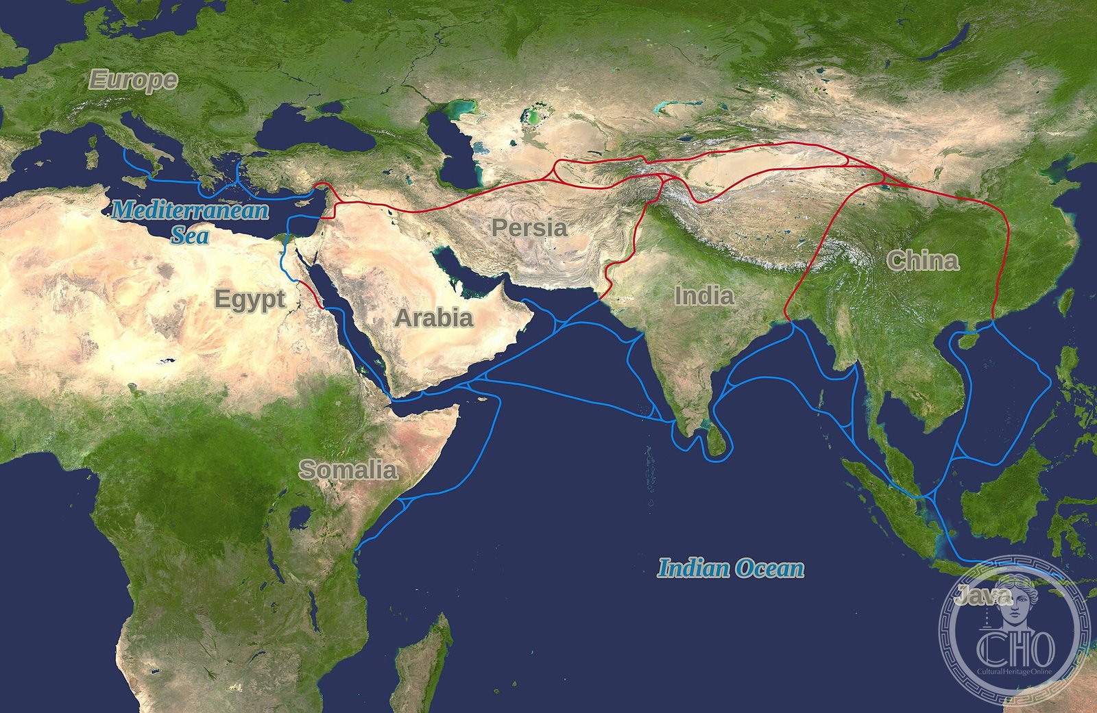 Map of Silk Road trade routes across Eurasia Map of Silk Road trade routes across Eurasia