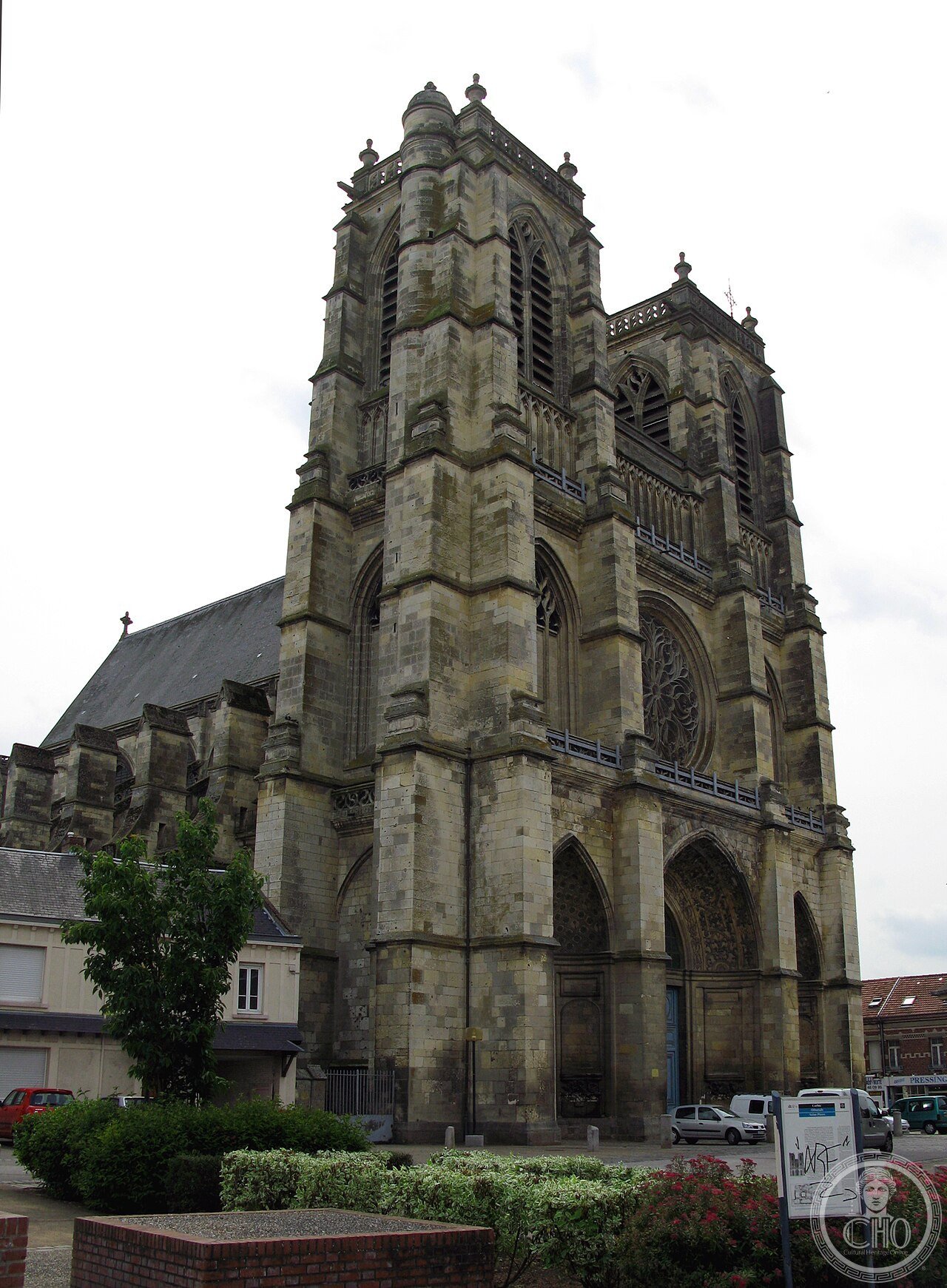 Abbey church of Corbie, France, founded 661, whose scriptorium developed Carolingian minuscule under Abbot Maurdramnus (772-780), the medieval script from which modern lowercase letters descend