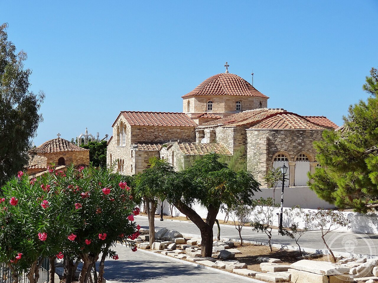 Panagia Ekatontapyliani, the Church of a Hundred Doors, in Parikia on the Greek island of Paros, one of the oldest surviving Byzantine church complexes in Greece, rebuilt under Emperor Justinian I in the 6th century