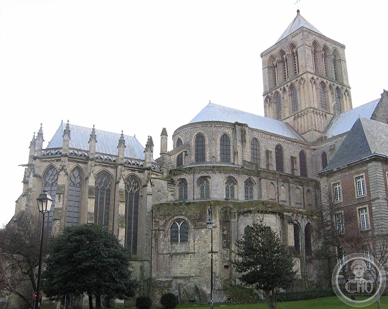 Chevet of the Abbey Church of the Holy Trinity, Fécamp, Normandy, France, built 1175-1220, its 60-metre lantern tower added 1250, once a major pilgrimage site for a relic of Christ's blood said to have floated to Normandy in a fig tree
