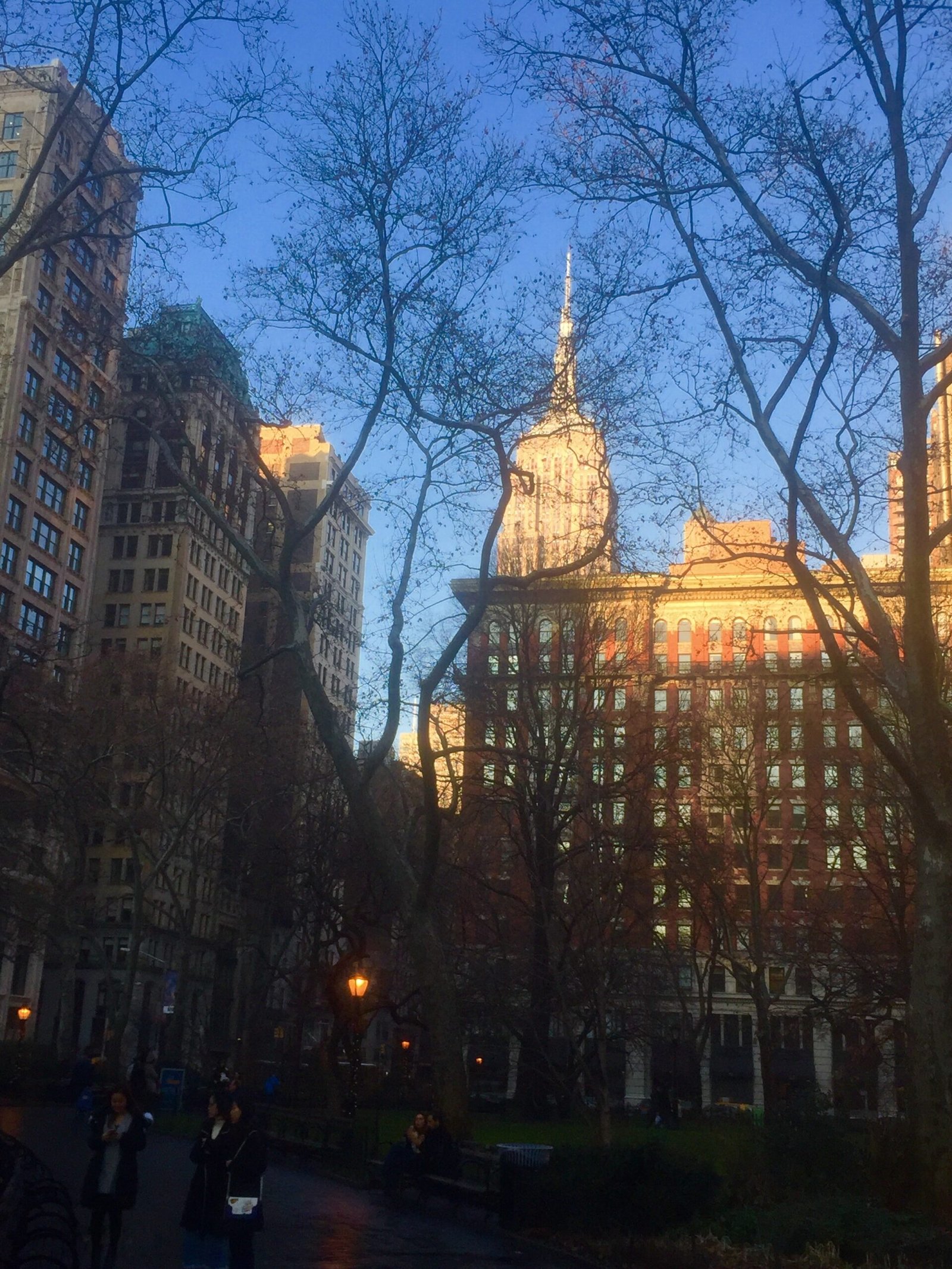 The Flatiron District at dusk.