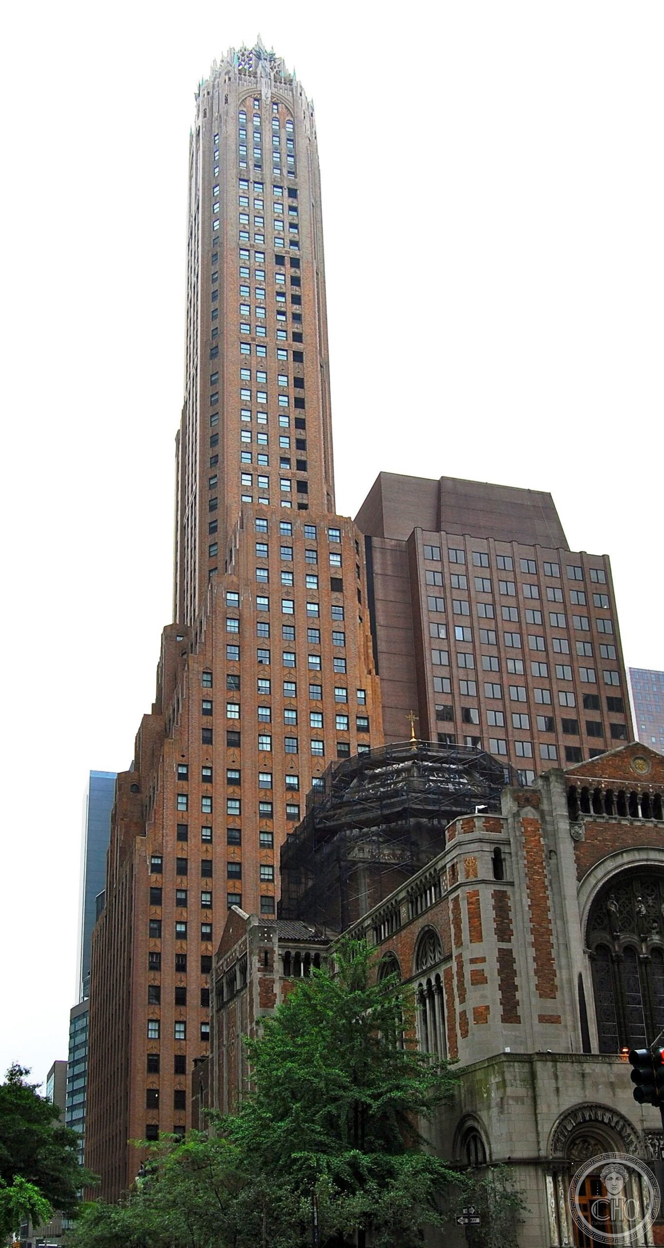 General Electric Building 570 Lexington Avenue, terracotta crown with lightning bolt and gear ornament