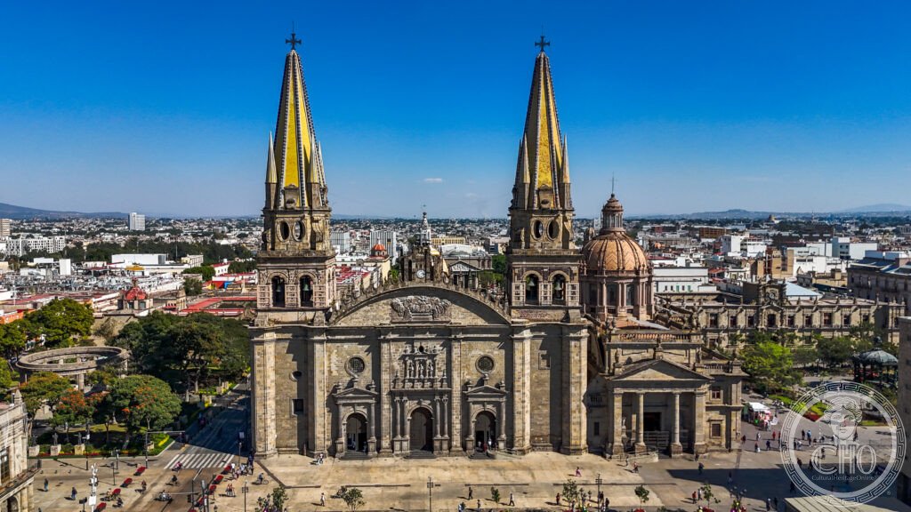 Guadalajara Cathedral: its famous yellow-tiled spires replaced towers an 1818 earthquake brought down